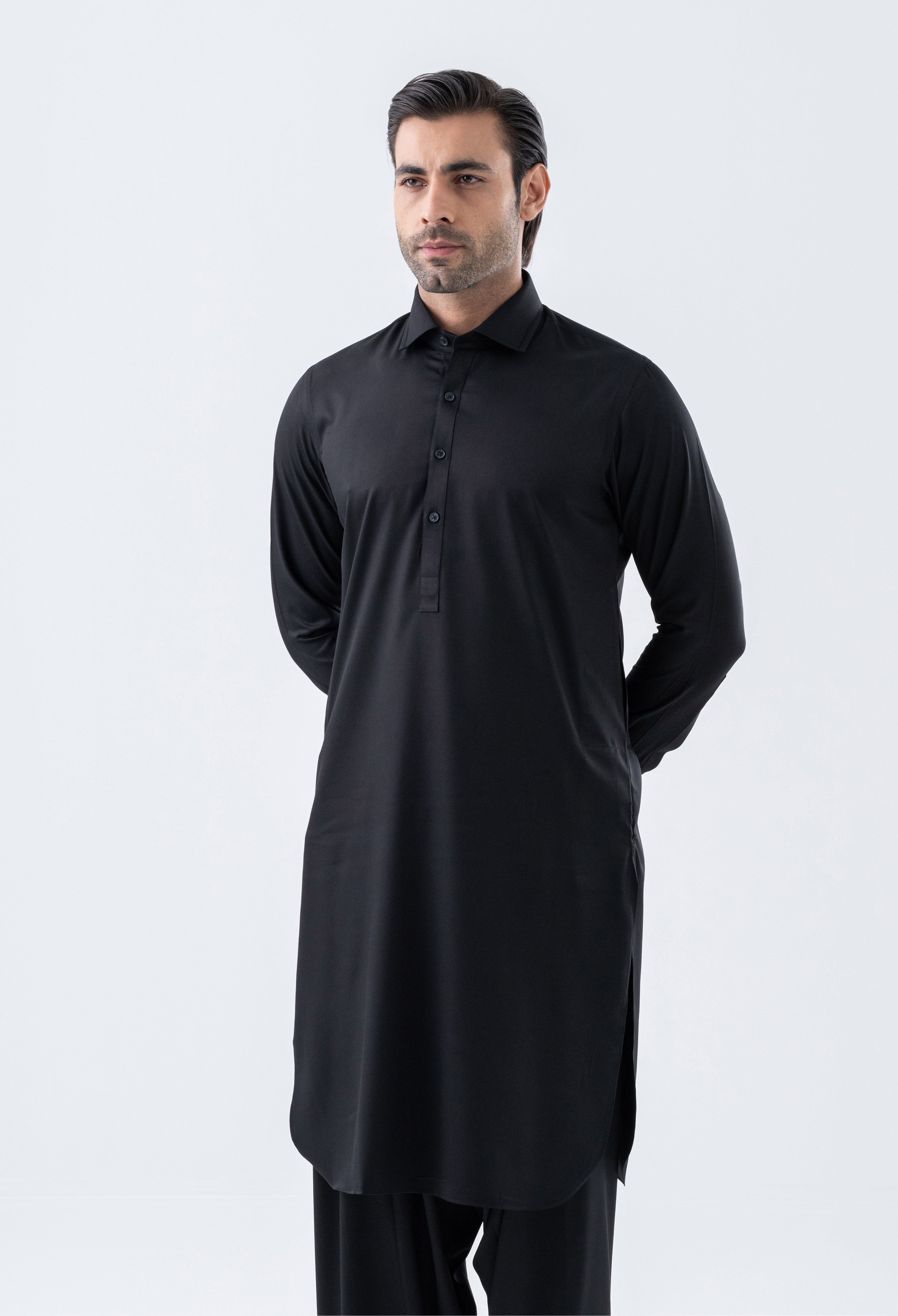 Jet Black Detailing Kameez Shalwar