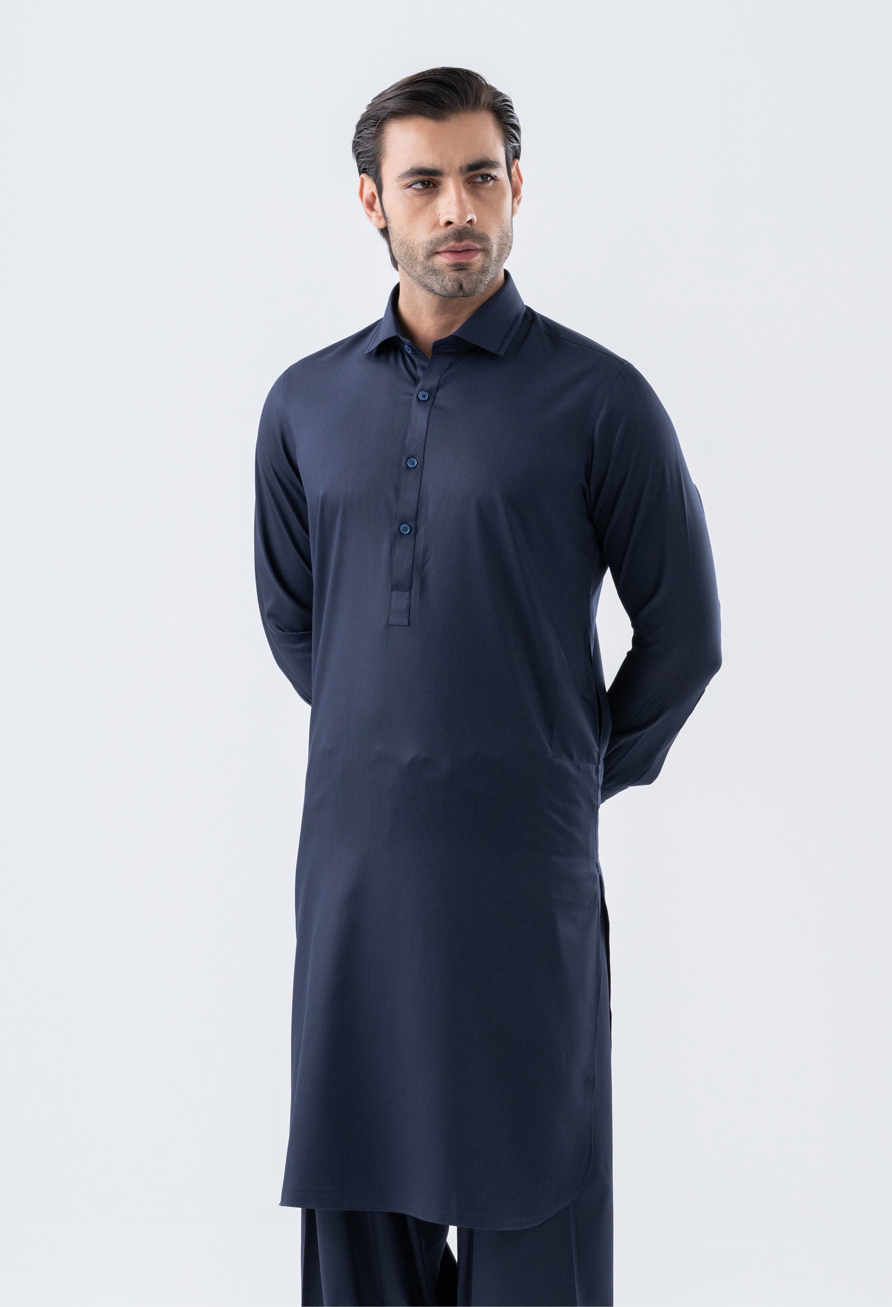 Navy Blue Detailing Kameez Shalwar (GSS-000464)