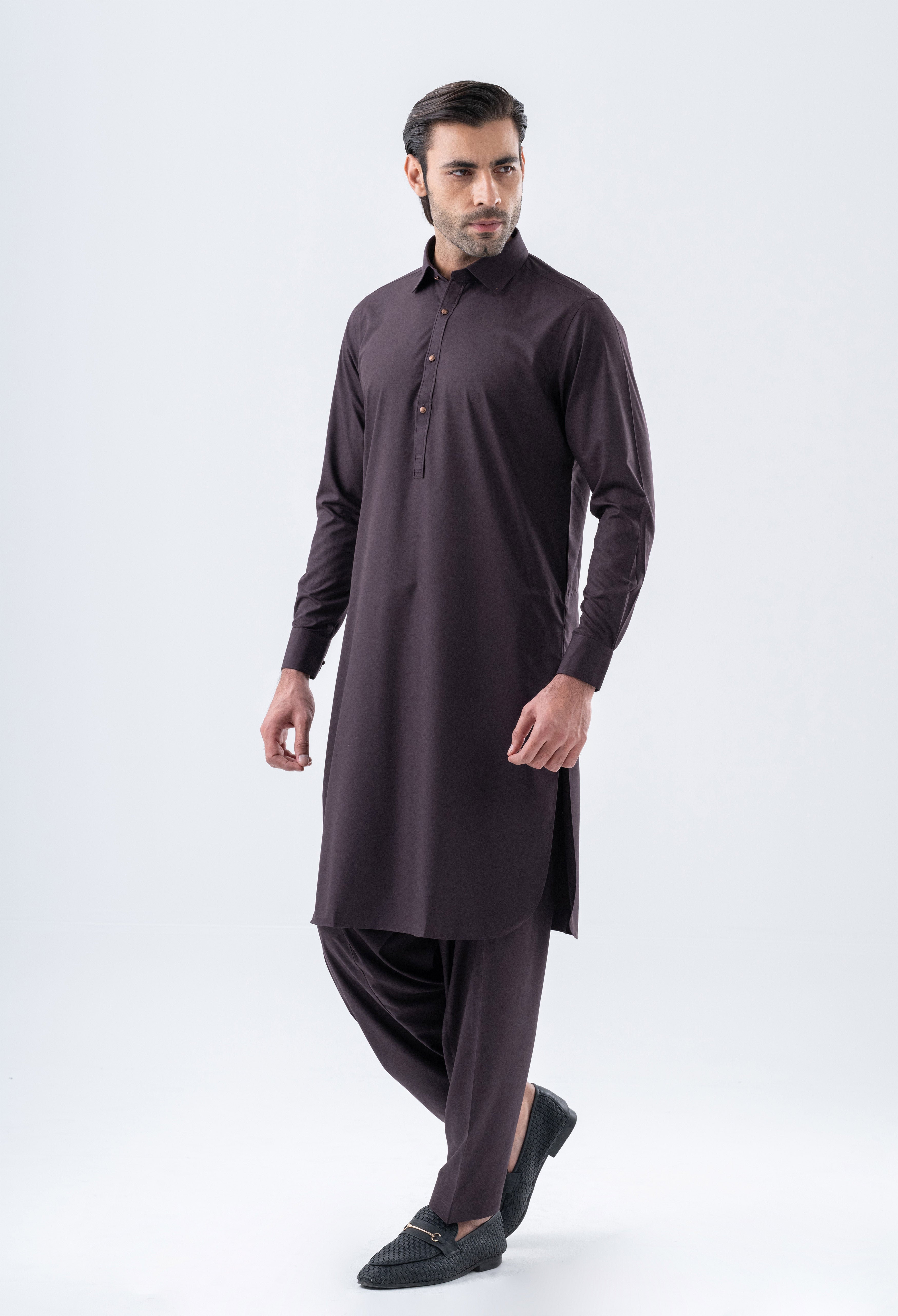 Mahogany Red Detailing Kameez Shalwar (GSS-000456)