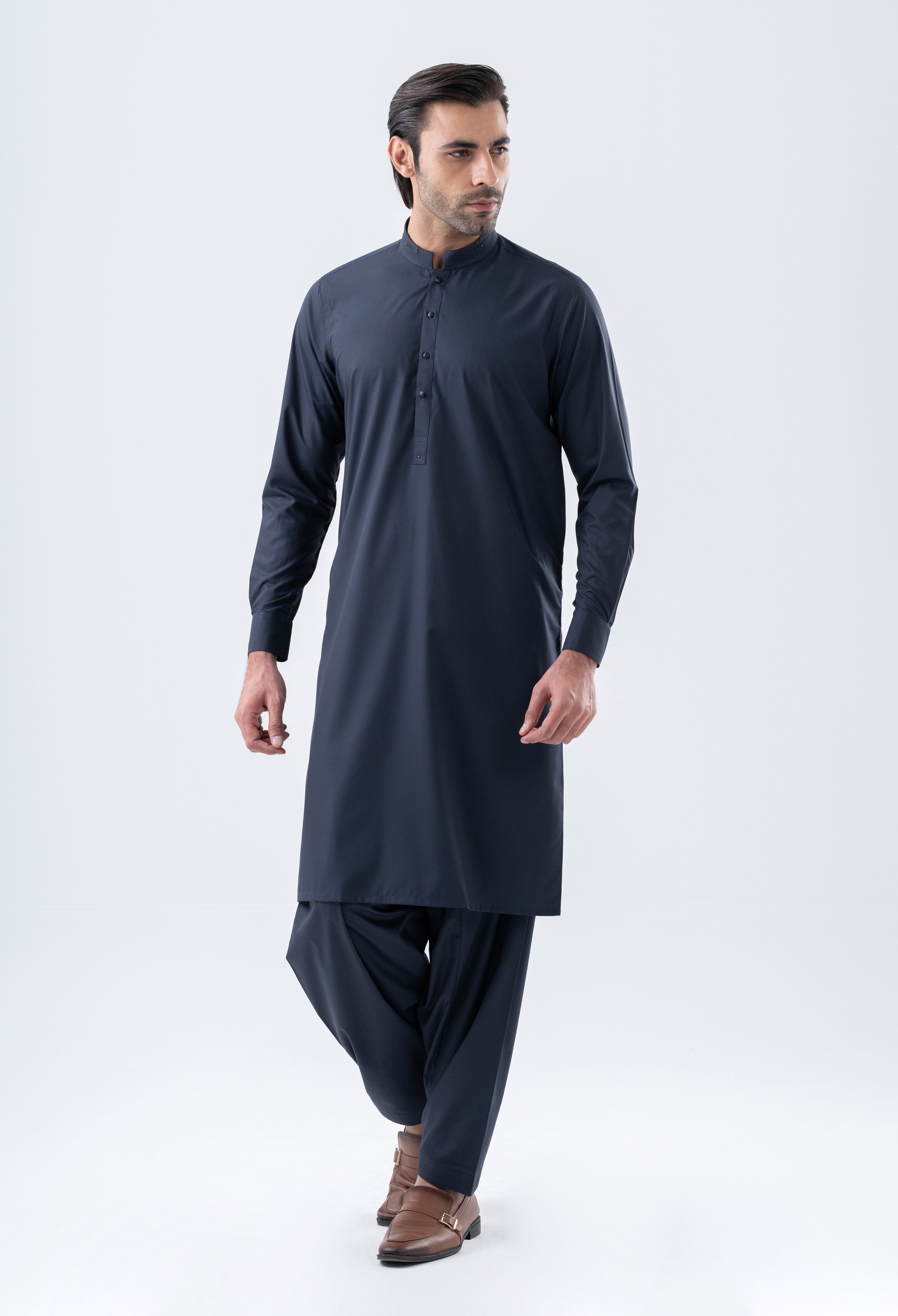 Graphite Grey Detailing Kameez Shalwar (GSS-000455)