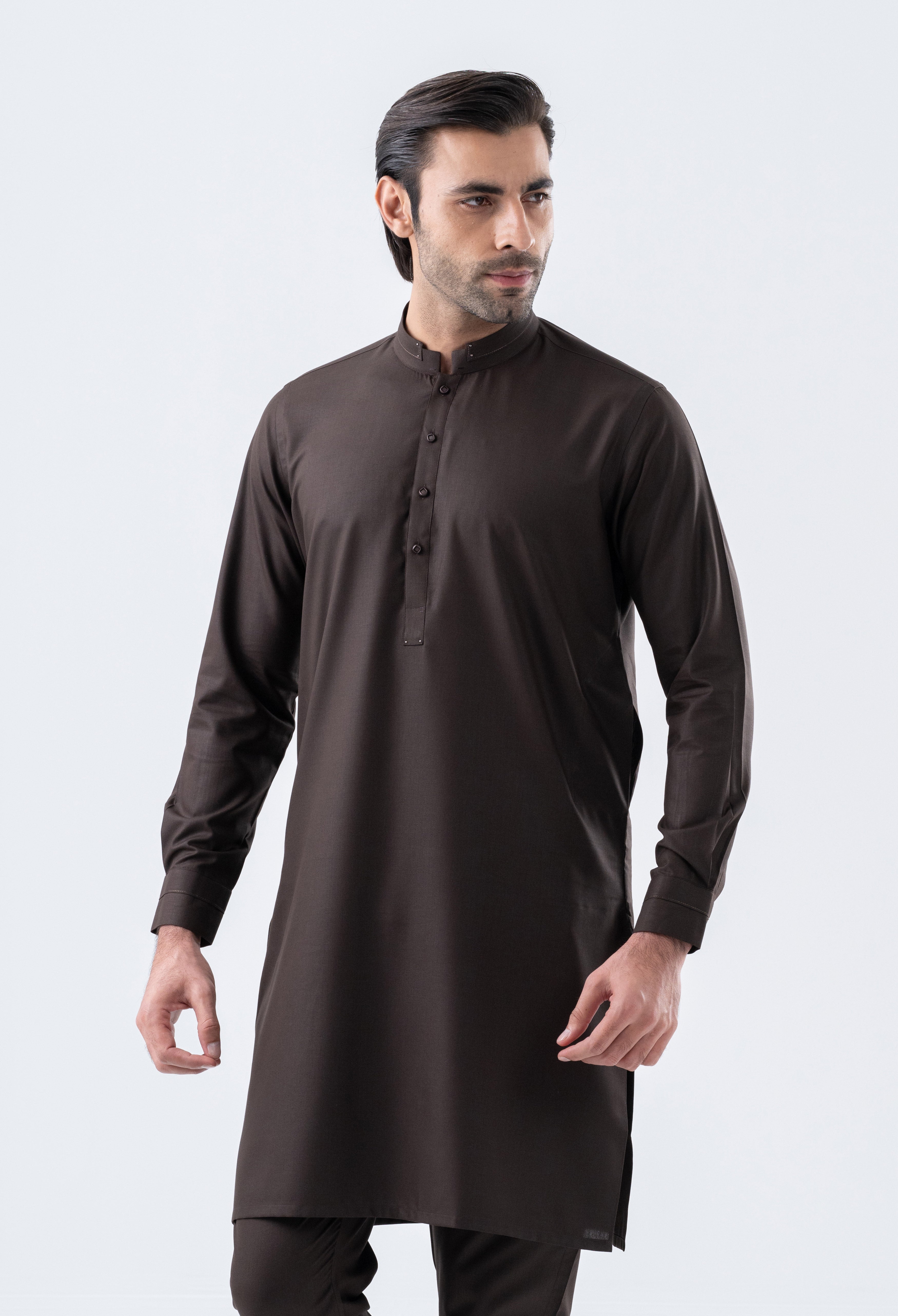 Chocolate Brown Detailing Kurta Pajama (GPS-000131