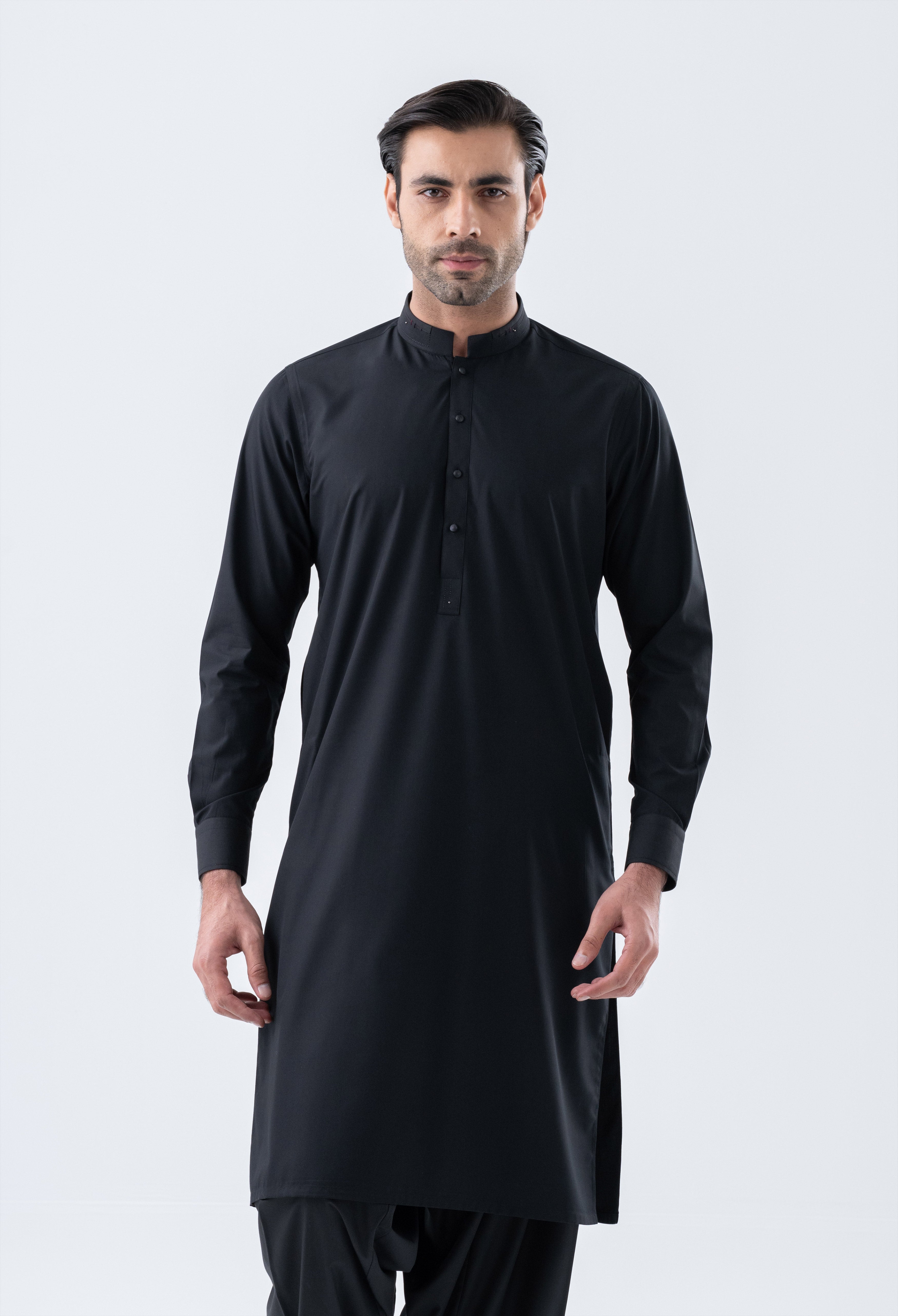 Jet Black Detailing Kameez Shalwar