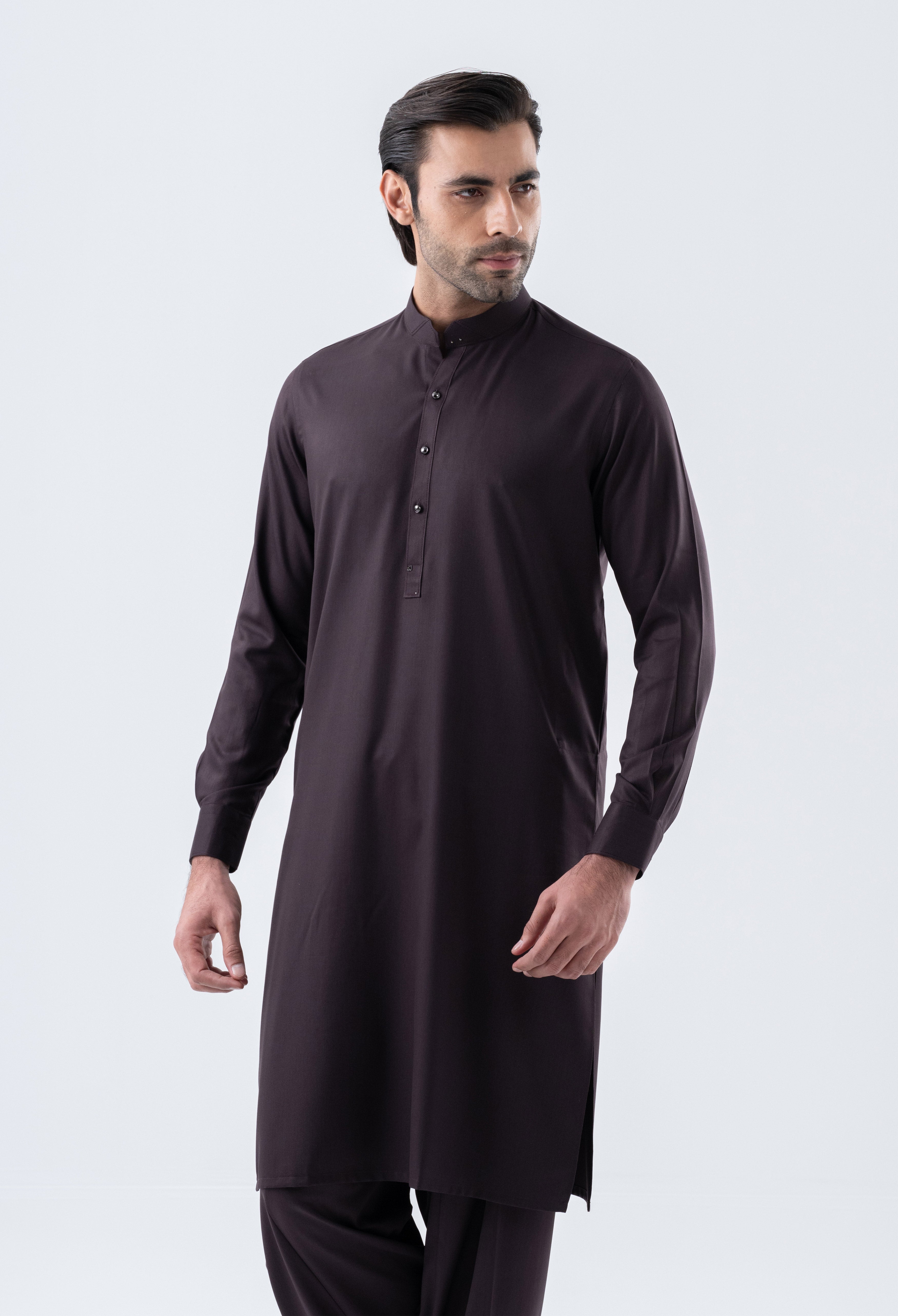 Burgundy Brown Detailing Kameez Shalwar