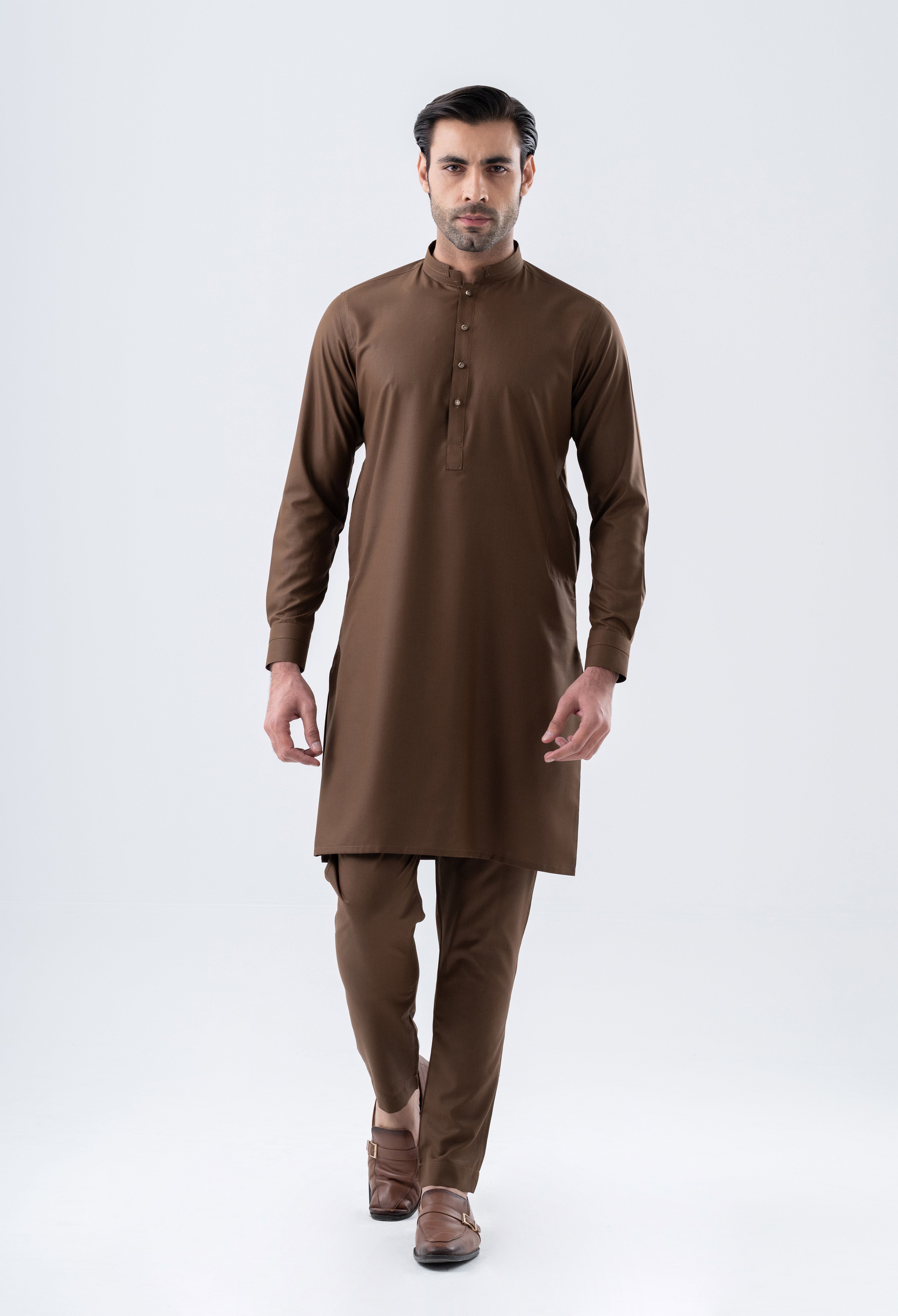 Brunette Brown Detailing Kurta Pajama (GPS-000131)