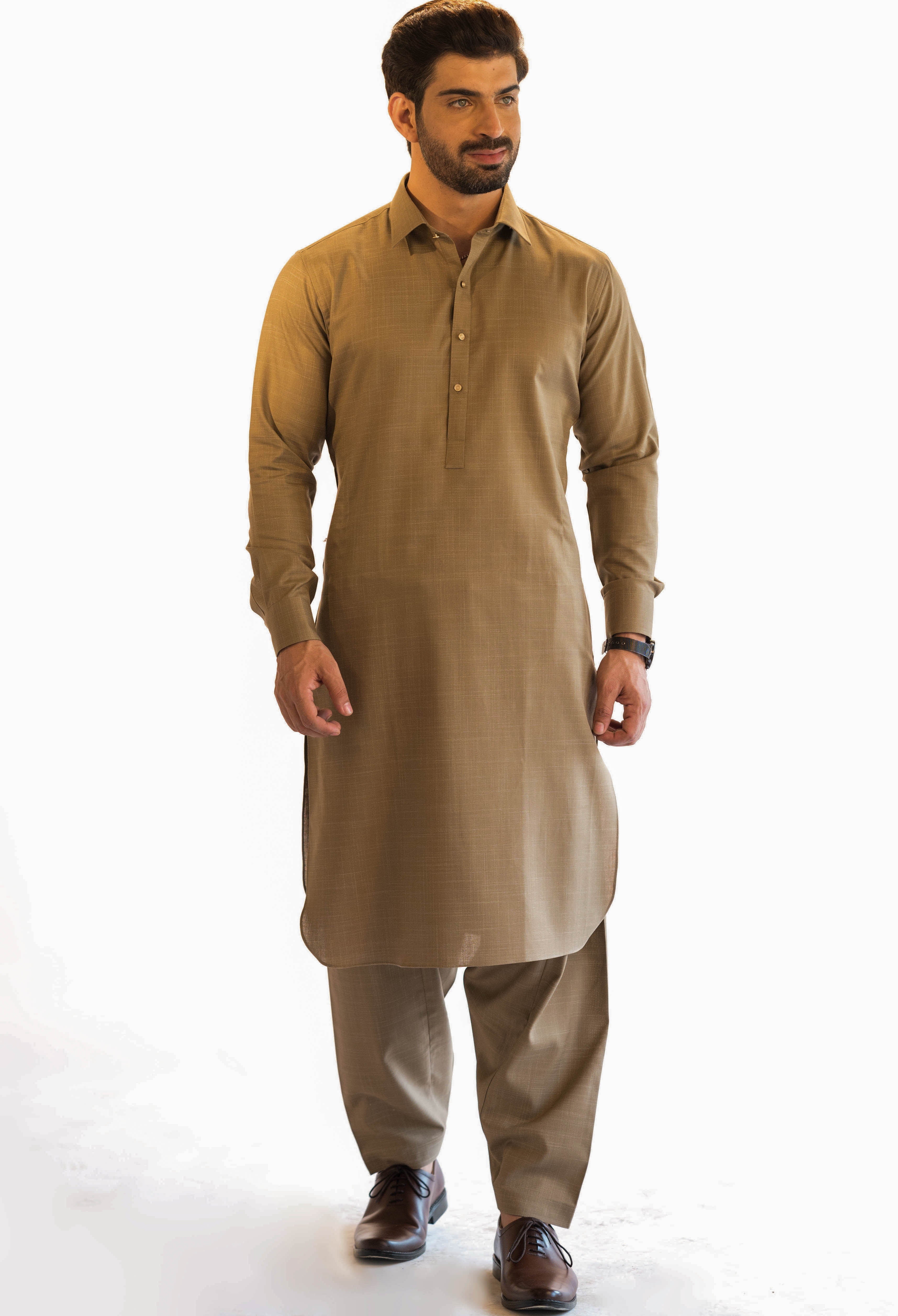 Bear Brown Plain Kameez Shalwar (GSS-000389)