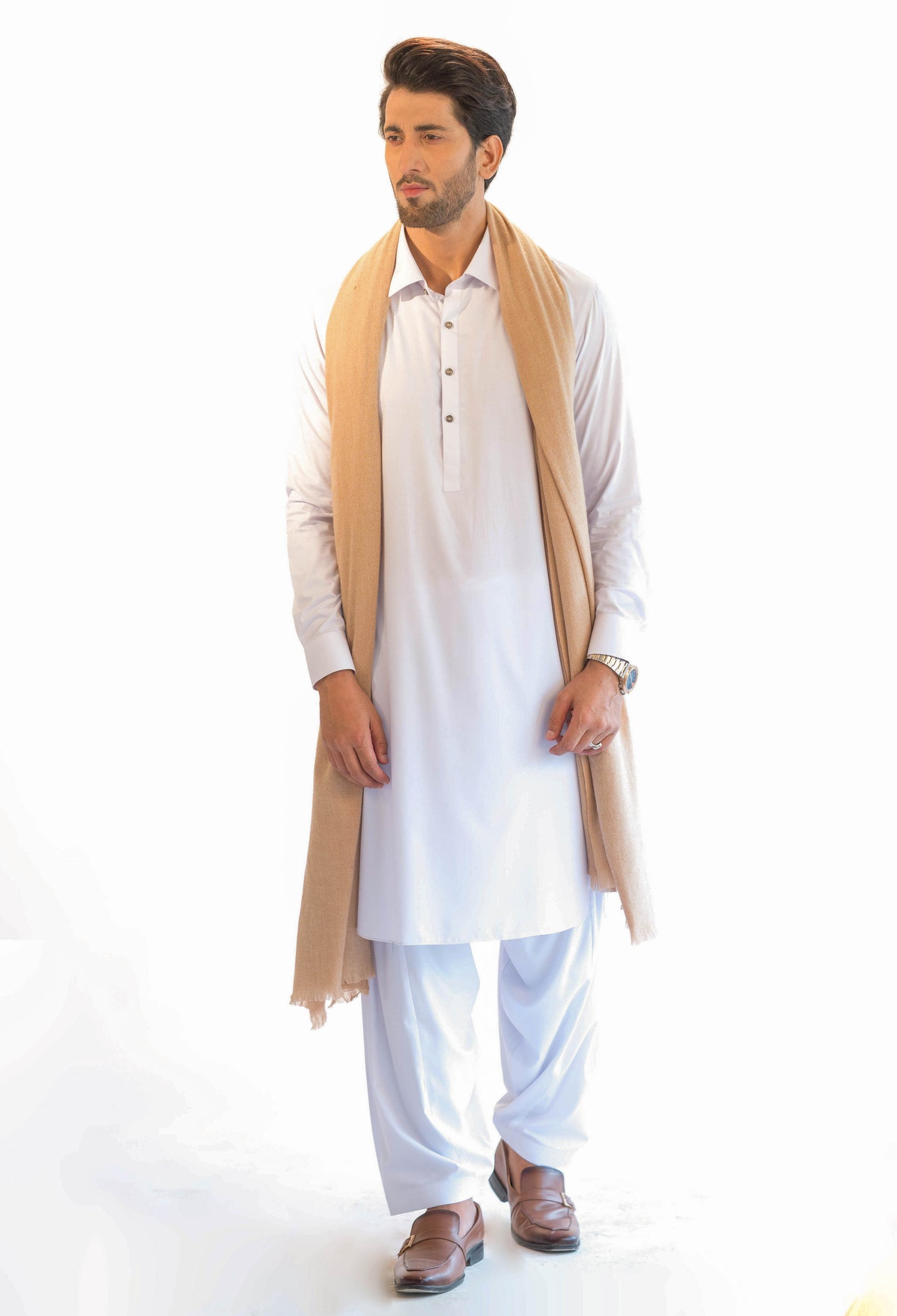Dove White Plain Kameez Shalwar