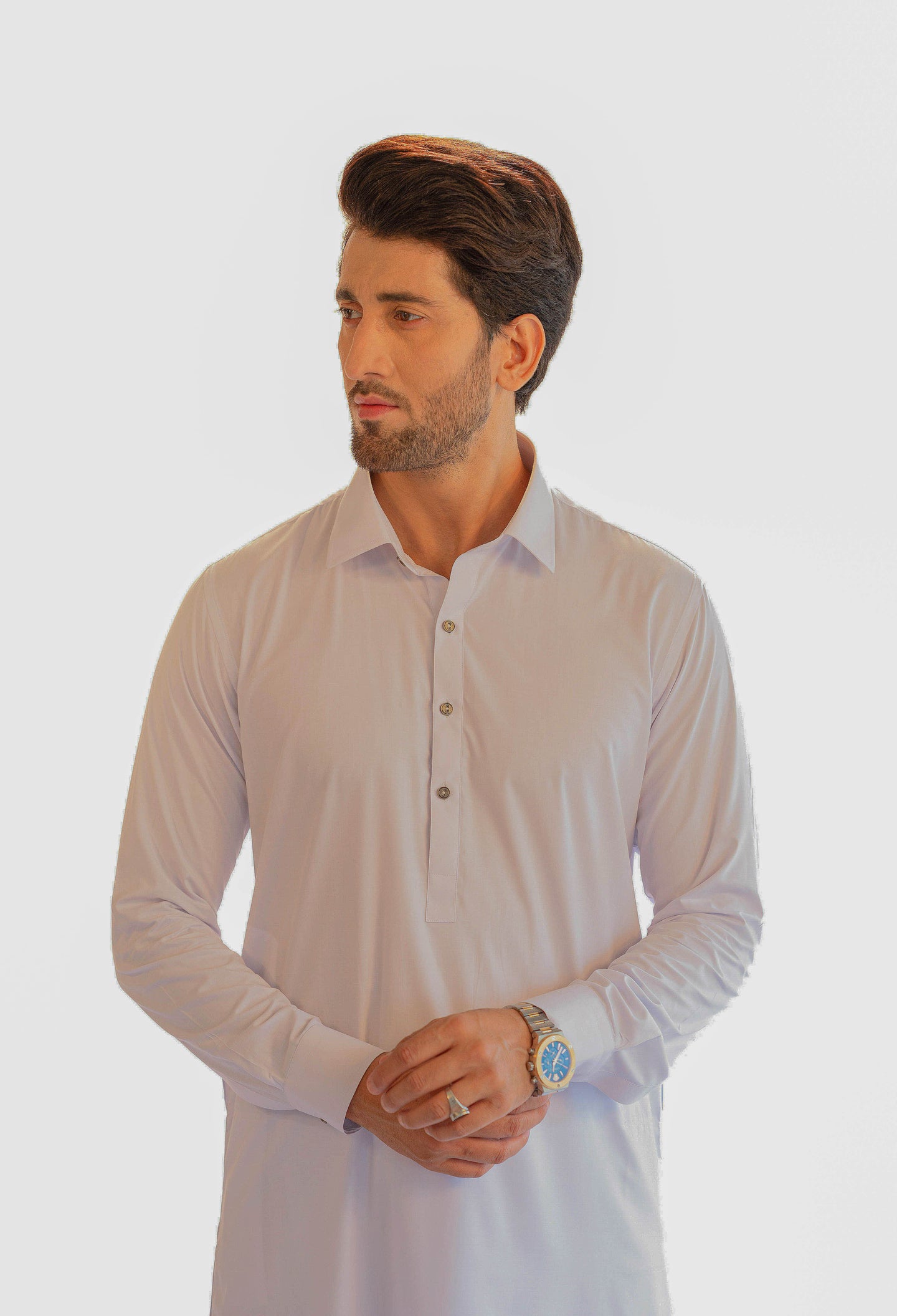 Dove White Plain Kameez Shalwar
