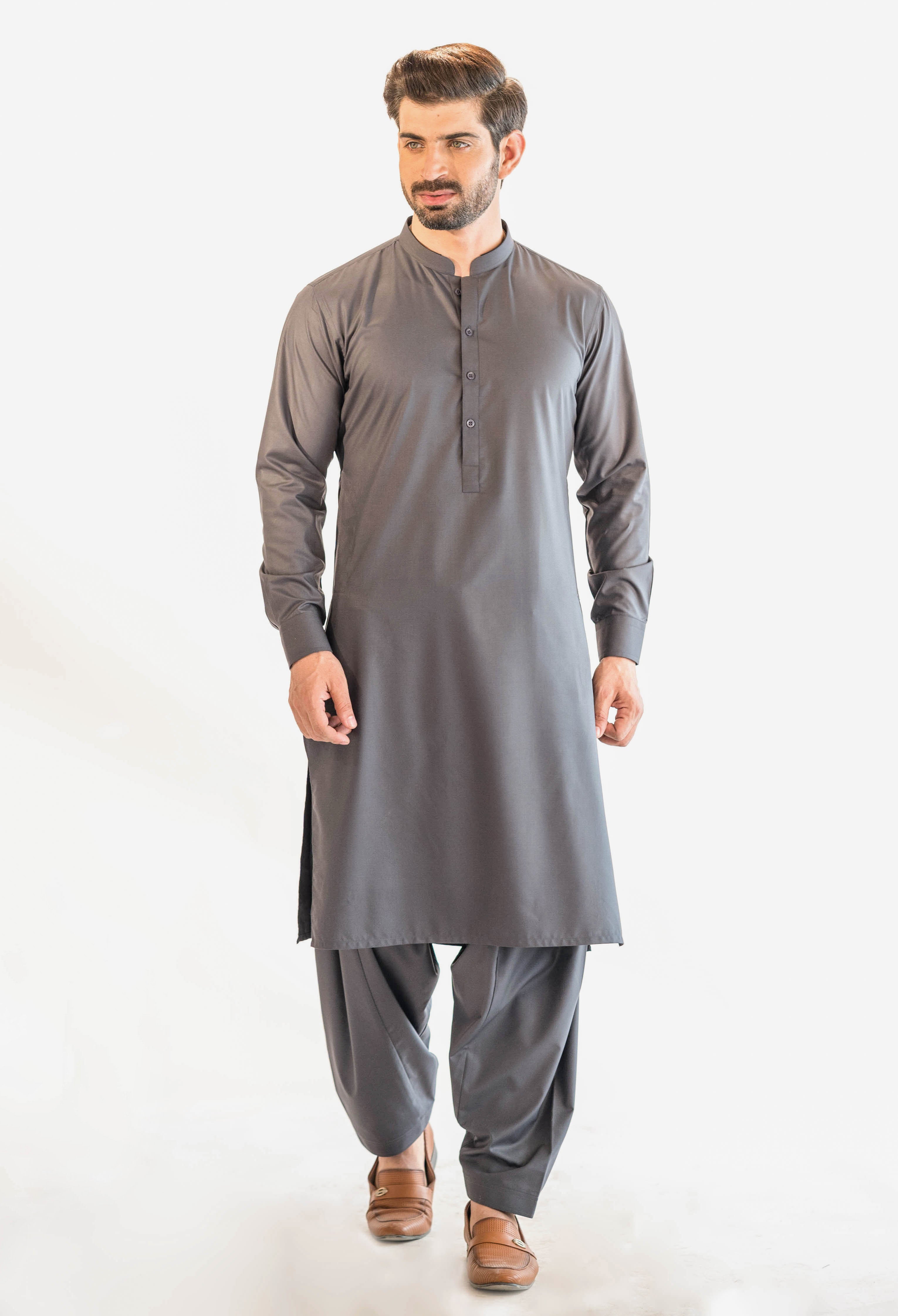 Pebble Grey Plain kameez Shalwar (GSS-000396)