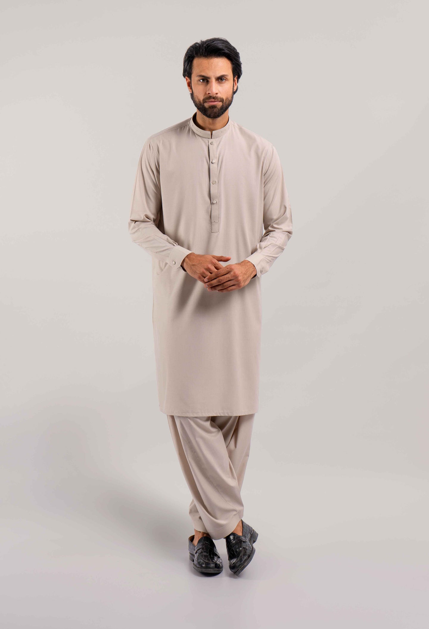 Eggnog Brown Detailing Kameez Shalwar (GSS-000416)