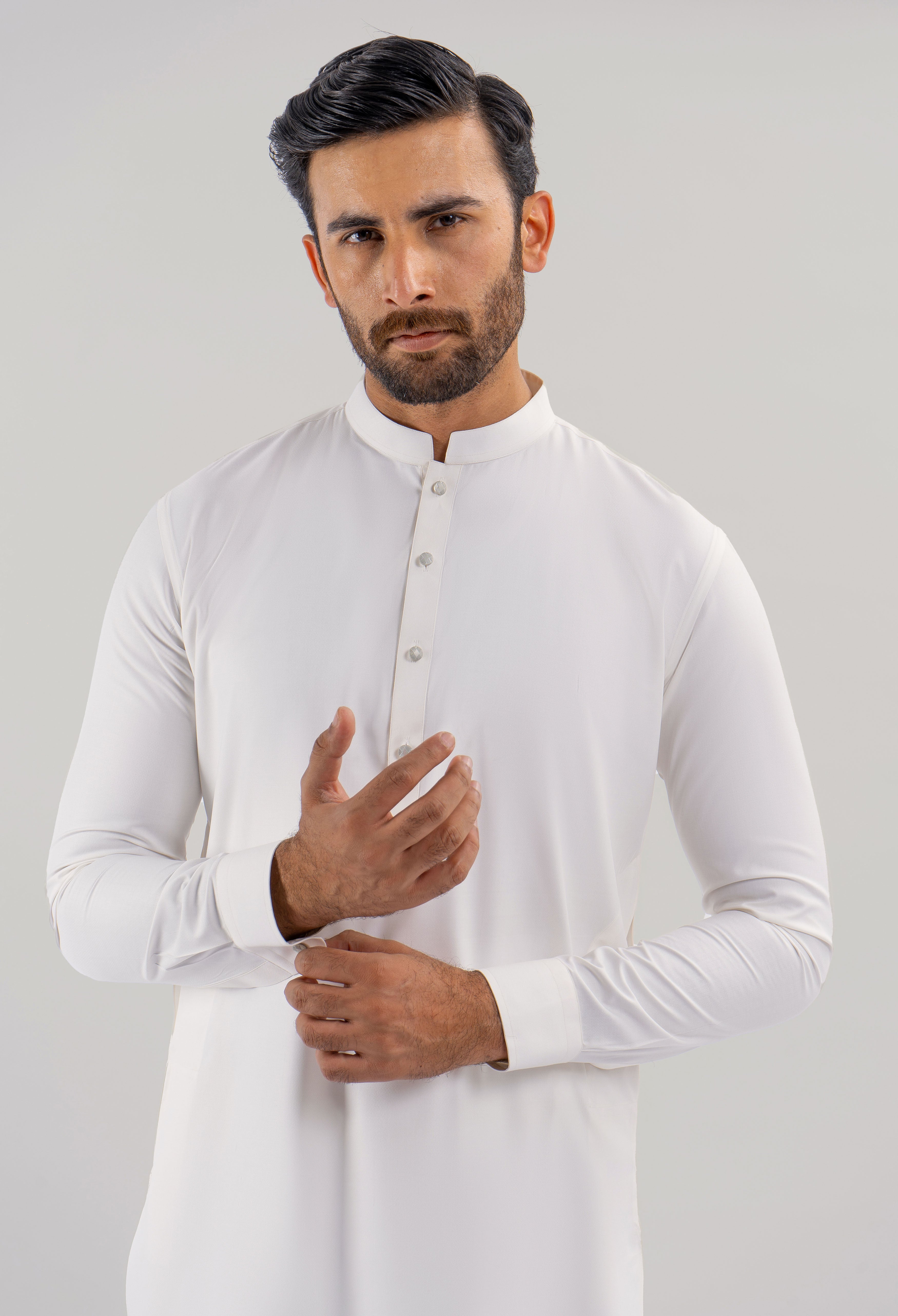 Floral White Blended Kameez Shalwar GSS 000437 Shaffer floral-white-blended-kameez-shalwar-gss-000437-shaffer