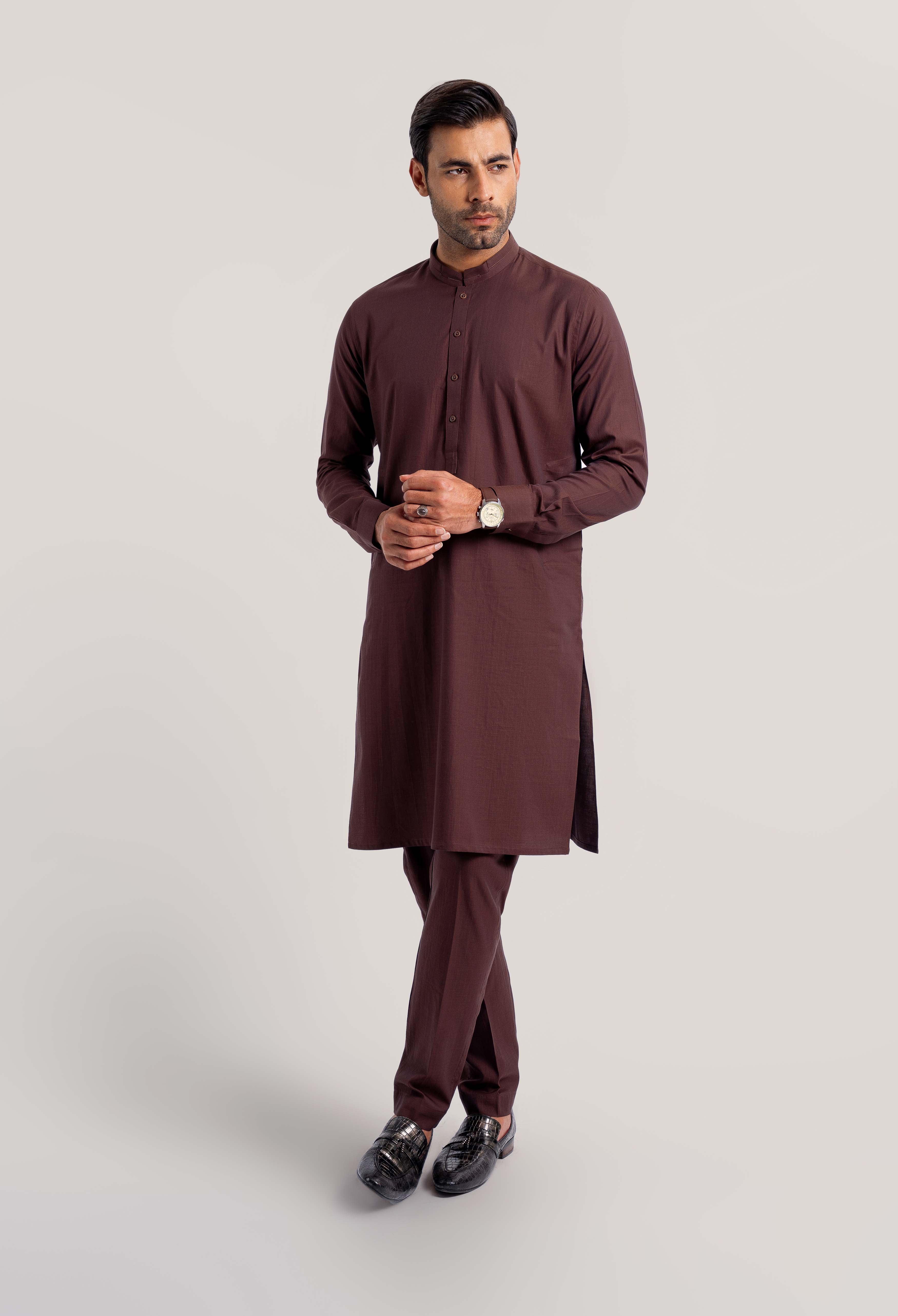 Brown Cotton Kurta Pajama 236158