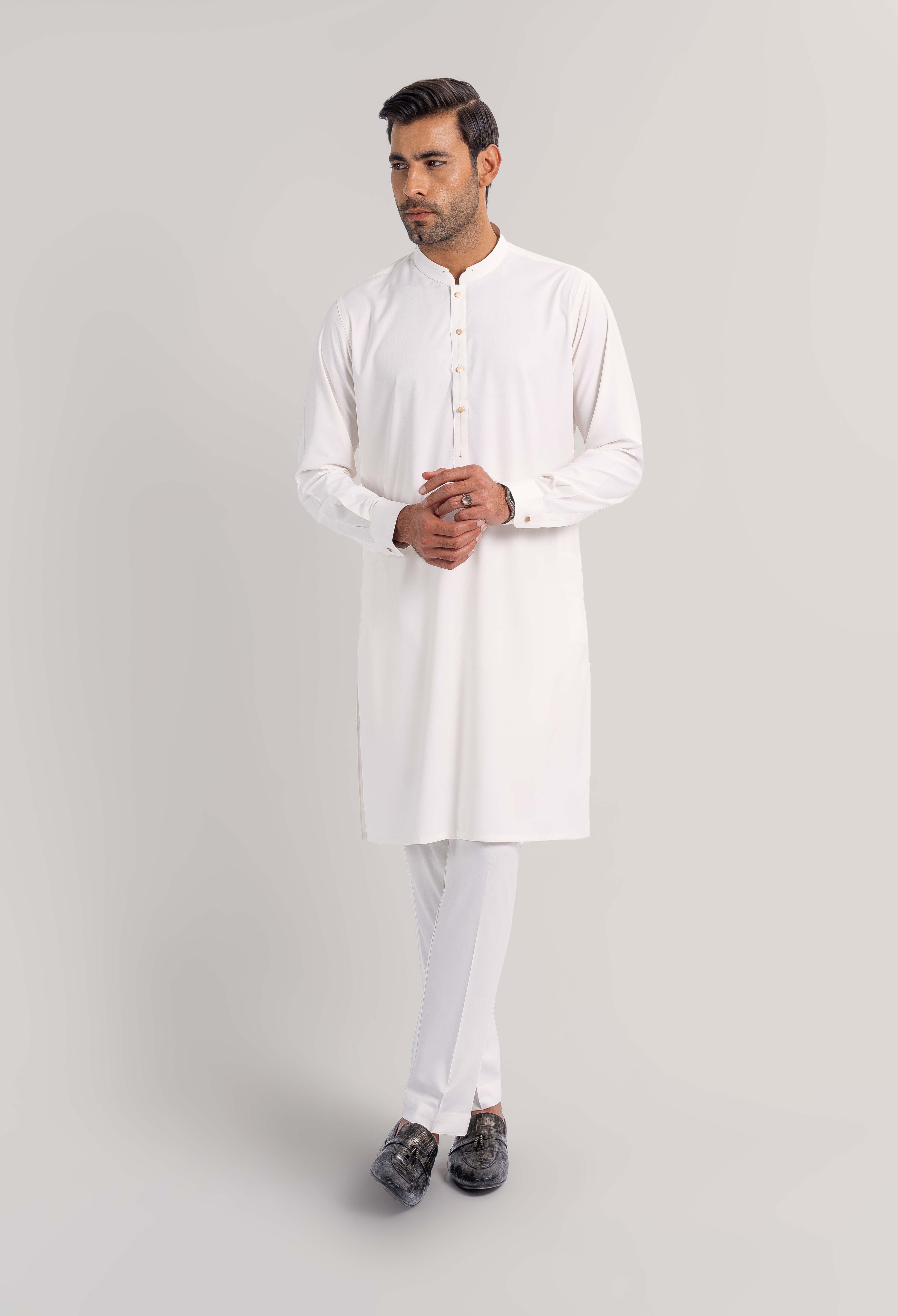 Off White Blended Kurta Pajama (GPS-000092)