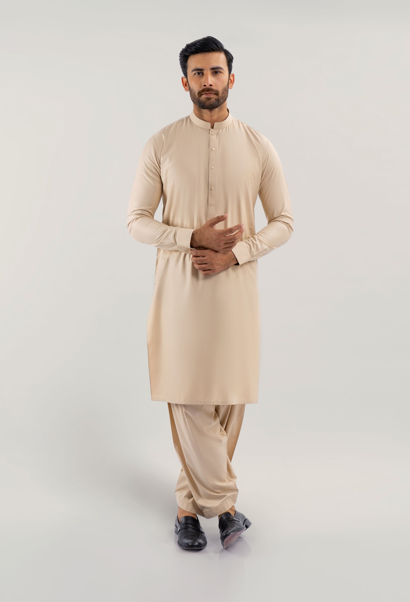 Mosaics Beige Blended Kameez Shalwar
