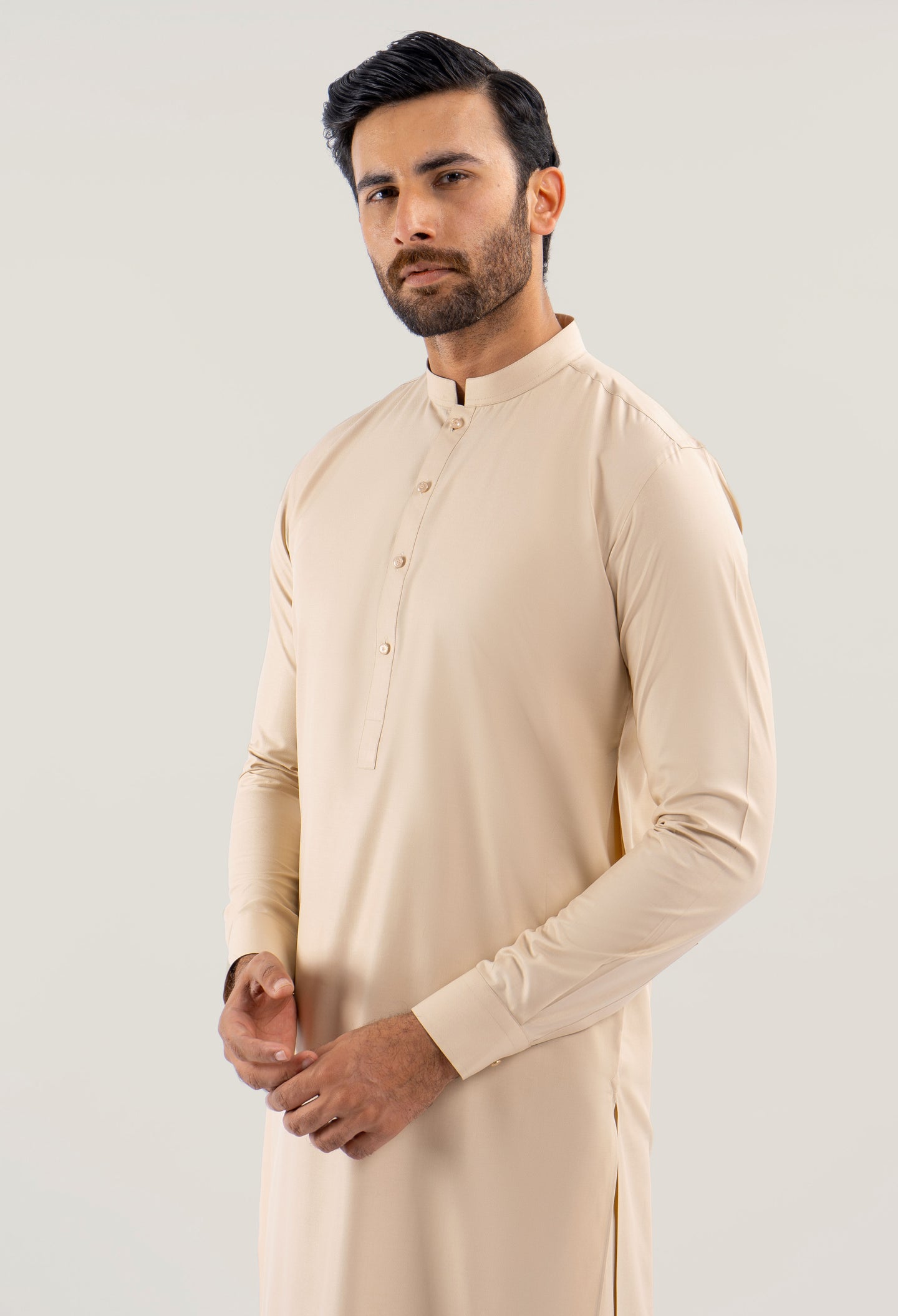 Mosaics Beige Blended Kameez Shalwar
