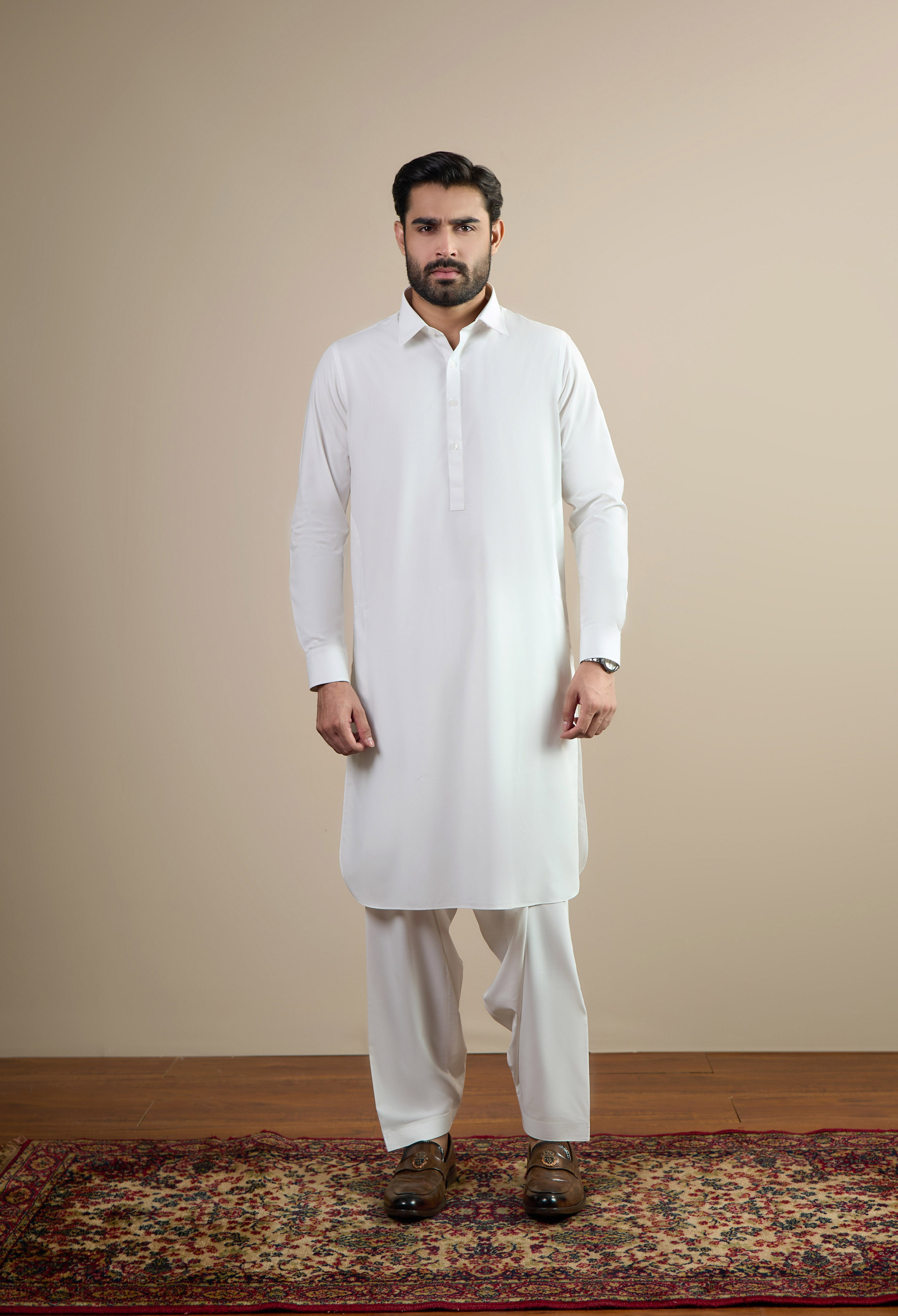 Azure White Blended Kameez Shalwar