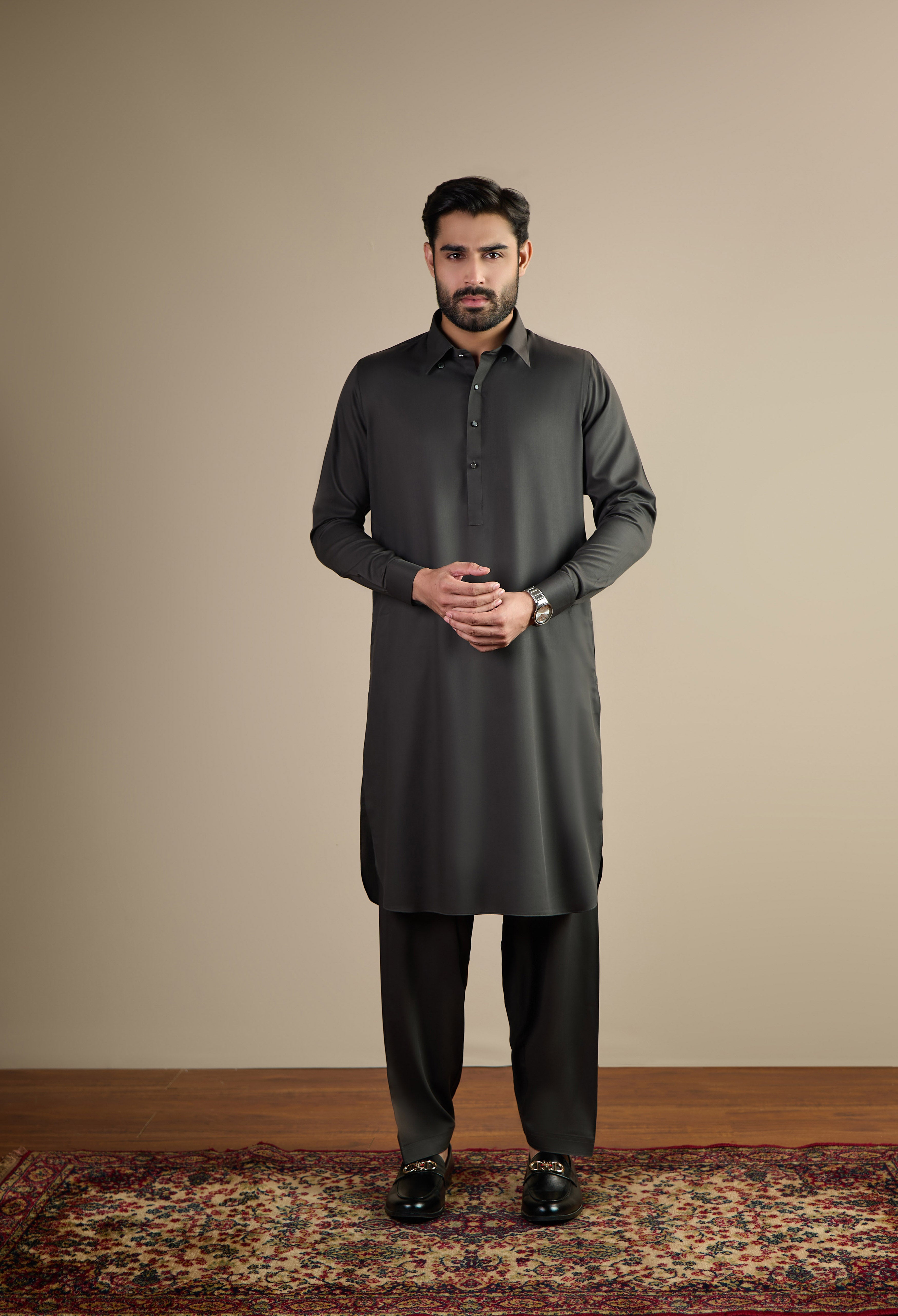 Military Olive Blended Kameez Shalwar