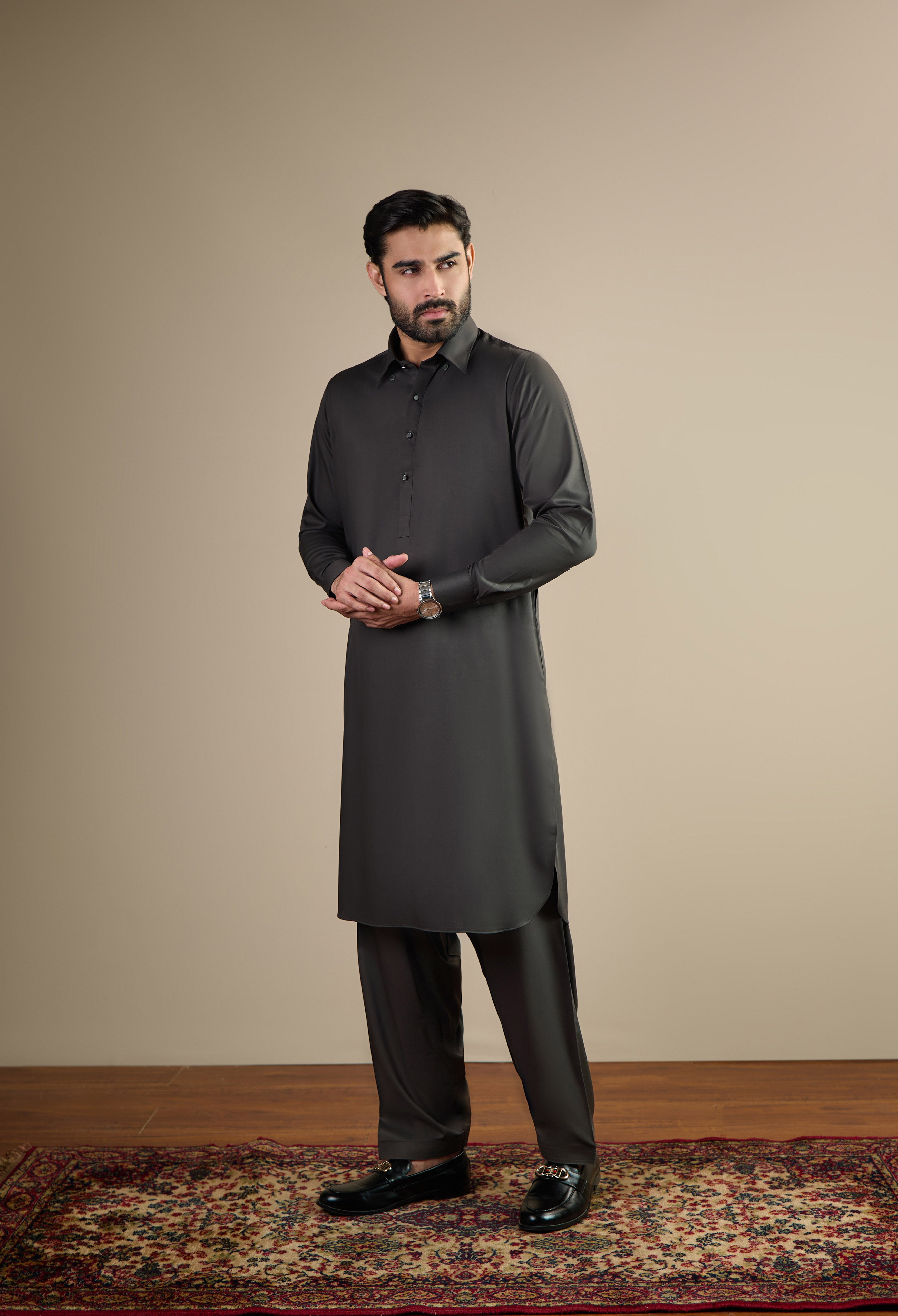 Military Olive Blended Kameez Shalwar