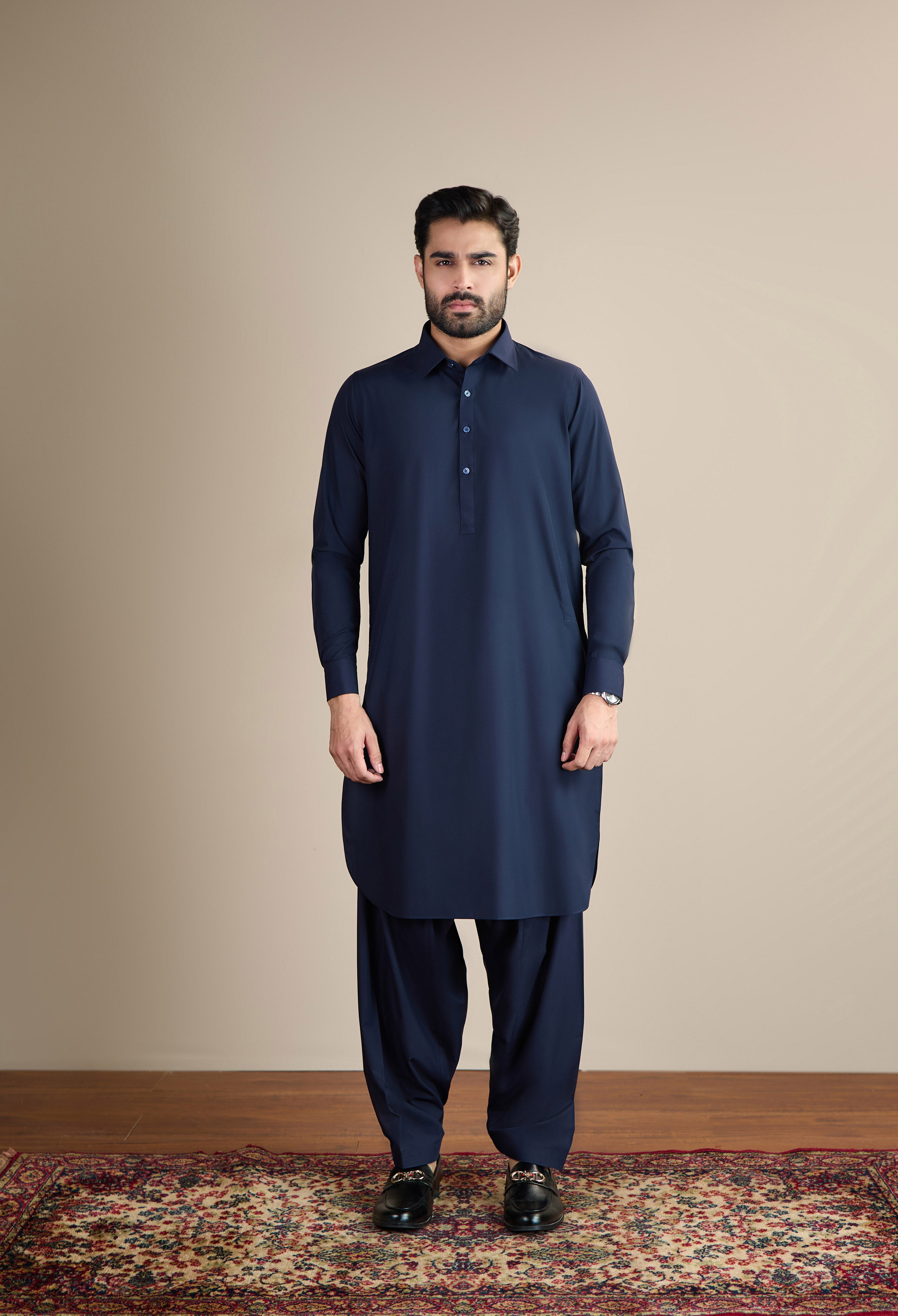 Midnight Blue Blended Kameez Shalwar