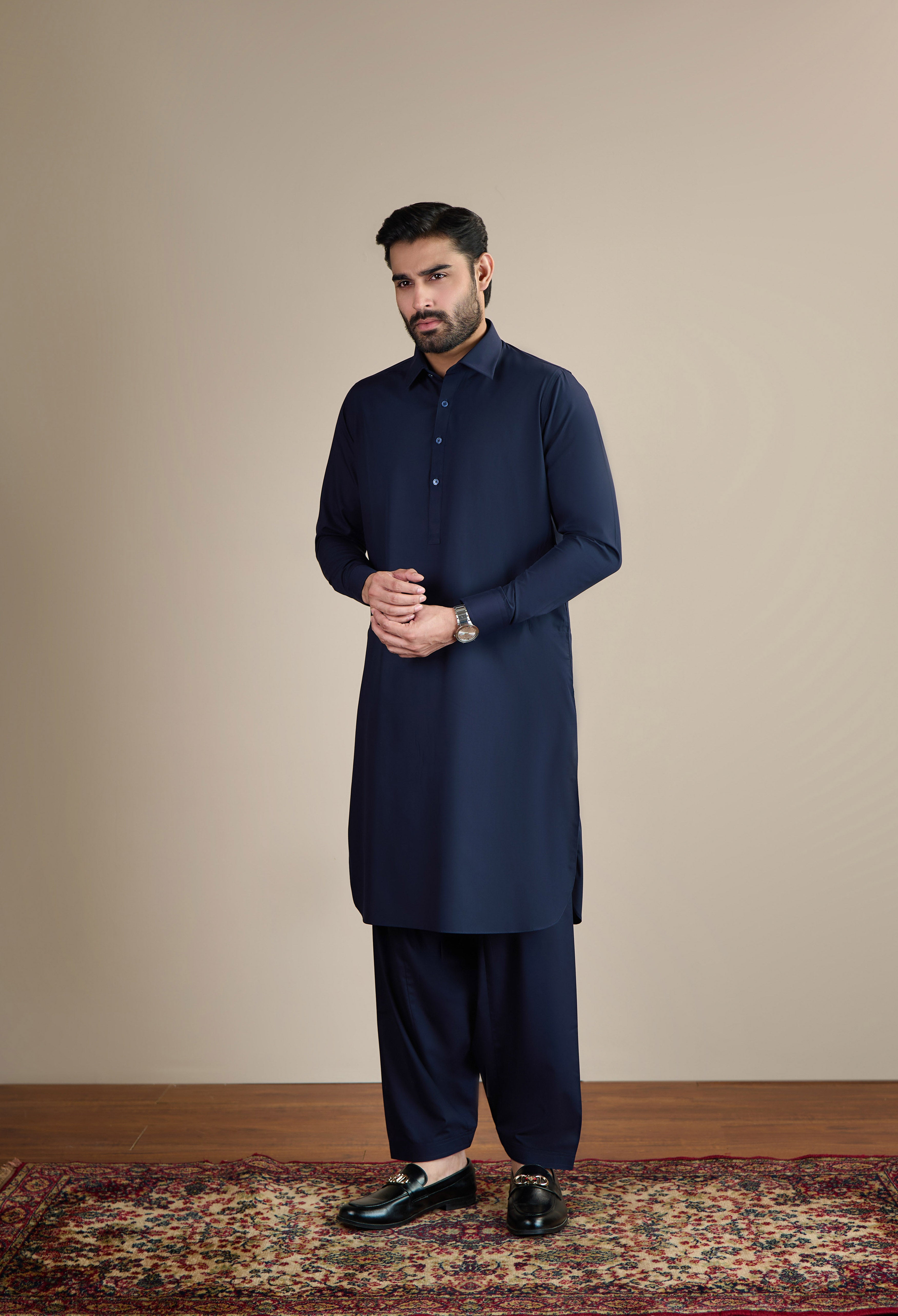 Midnight Blue Blended Kameez Shalwar