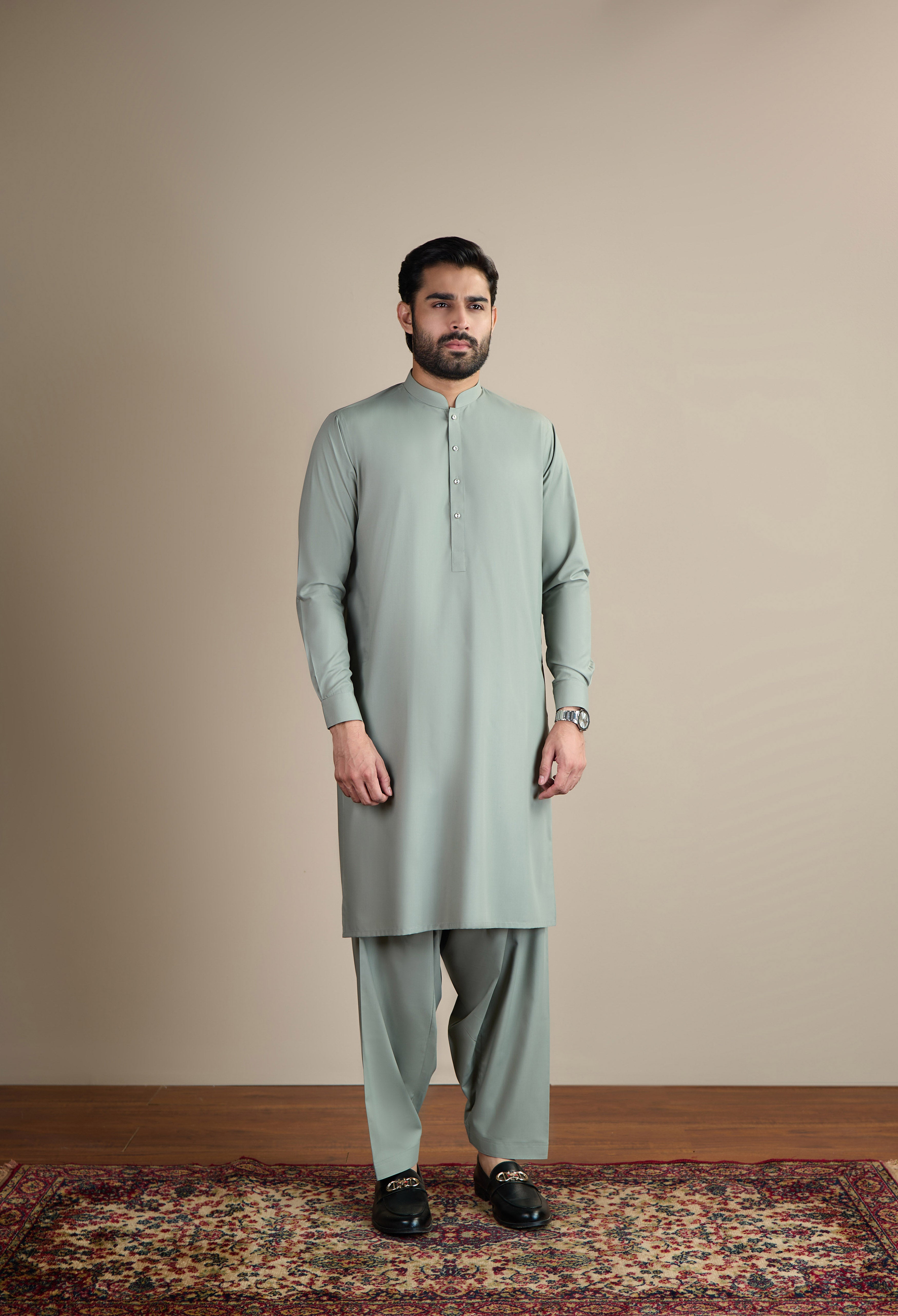 Mint Green Blended Kameez Shalwar