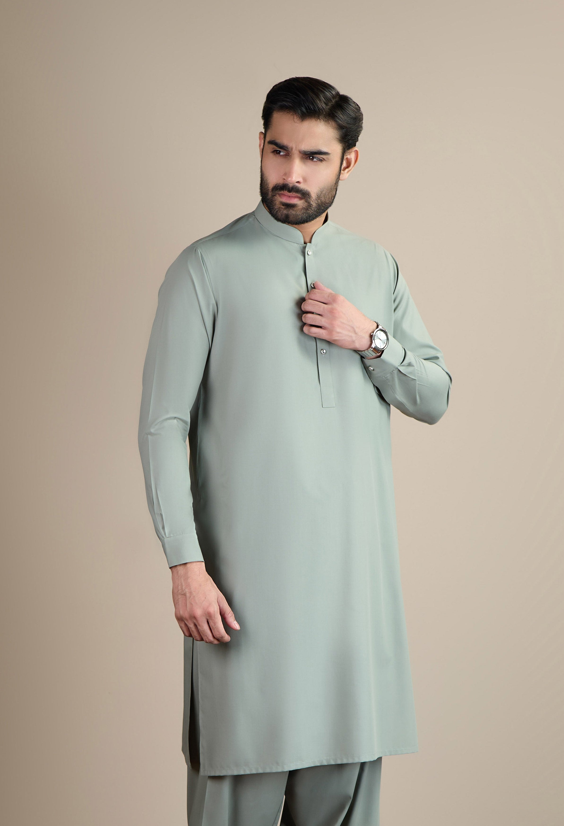 Mint Green Blended Kameez Shalwar