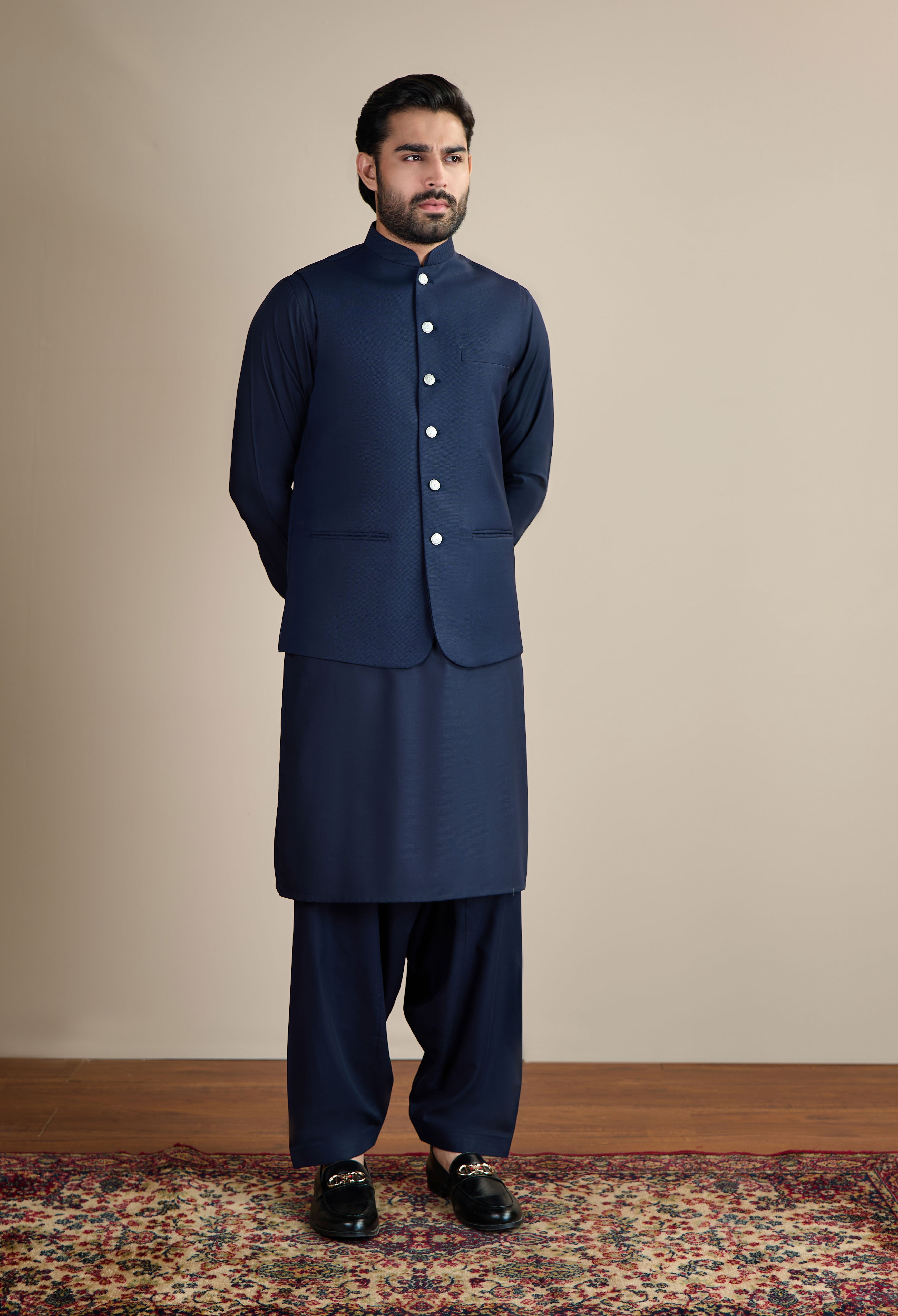 Artic Blue Basic Wool Rich Waistcoat