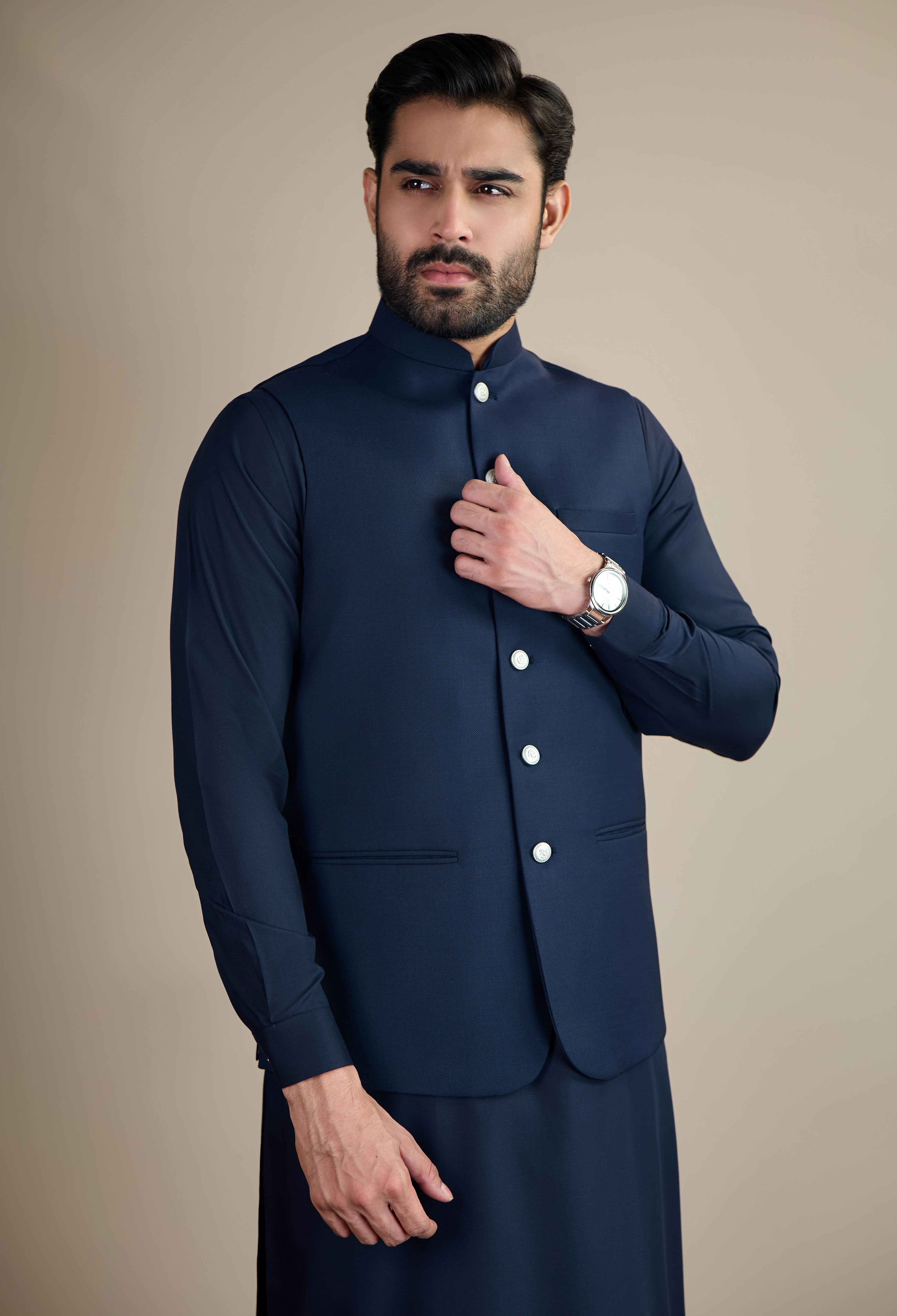 Artic Blue Basic Wool Rich Waistcoat