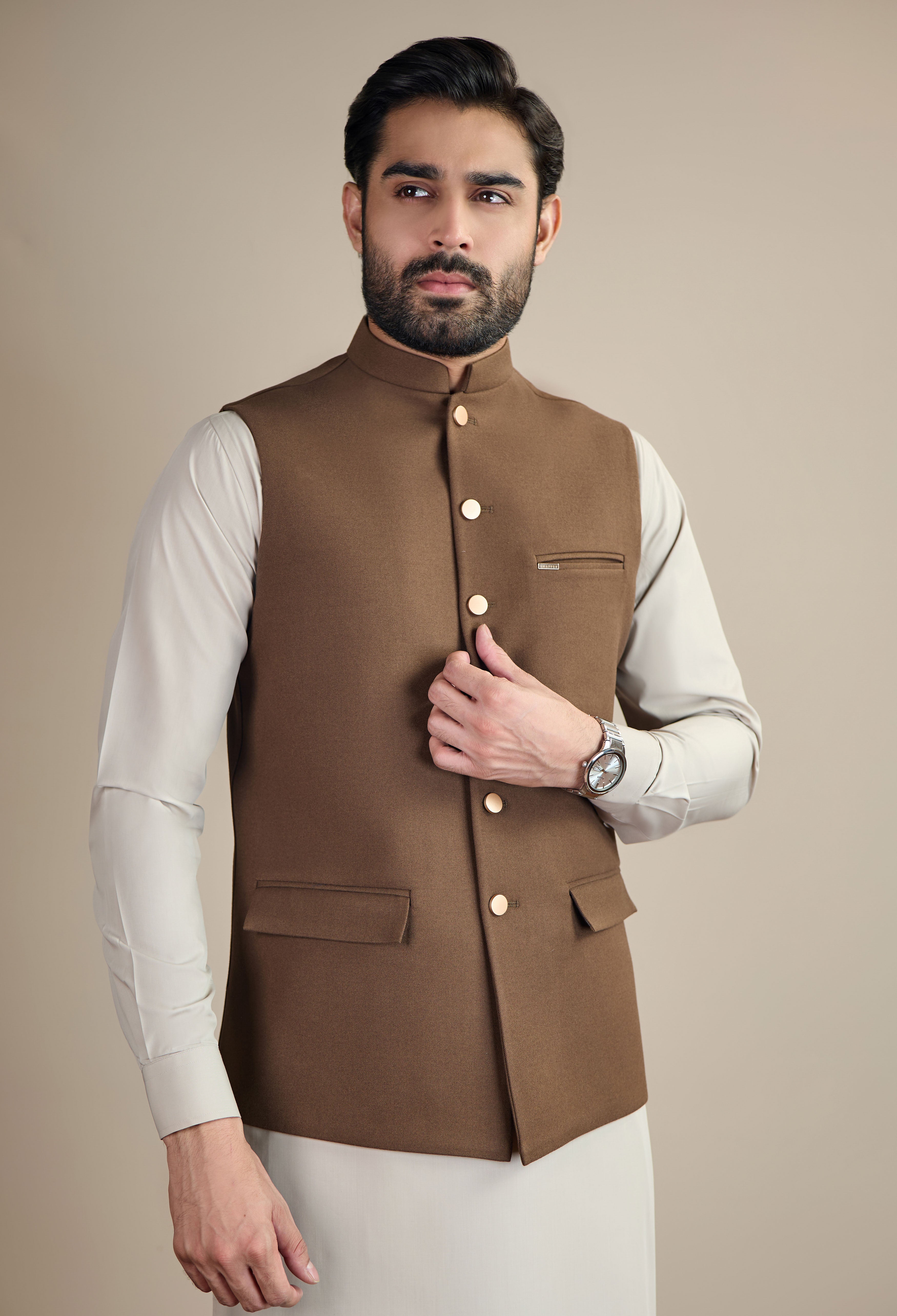 Dark Brown Tweed Waistcoat