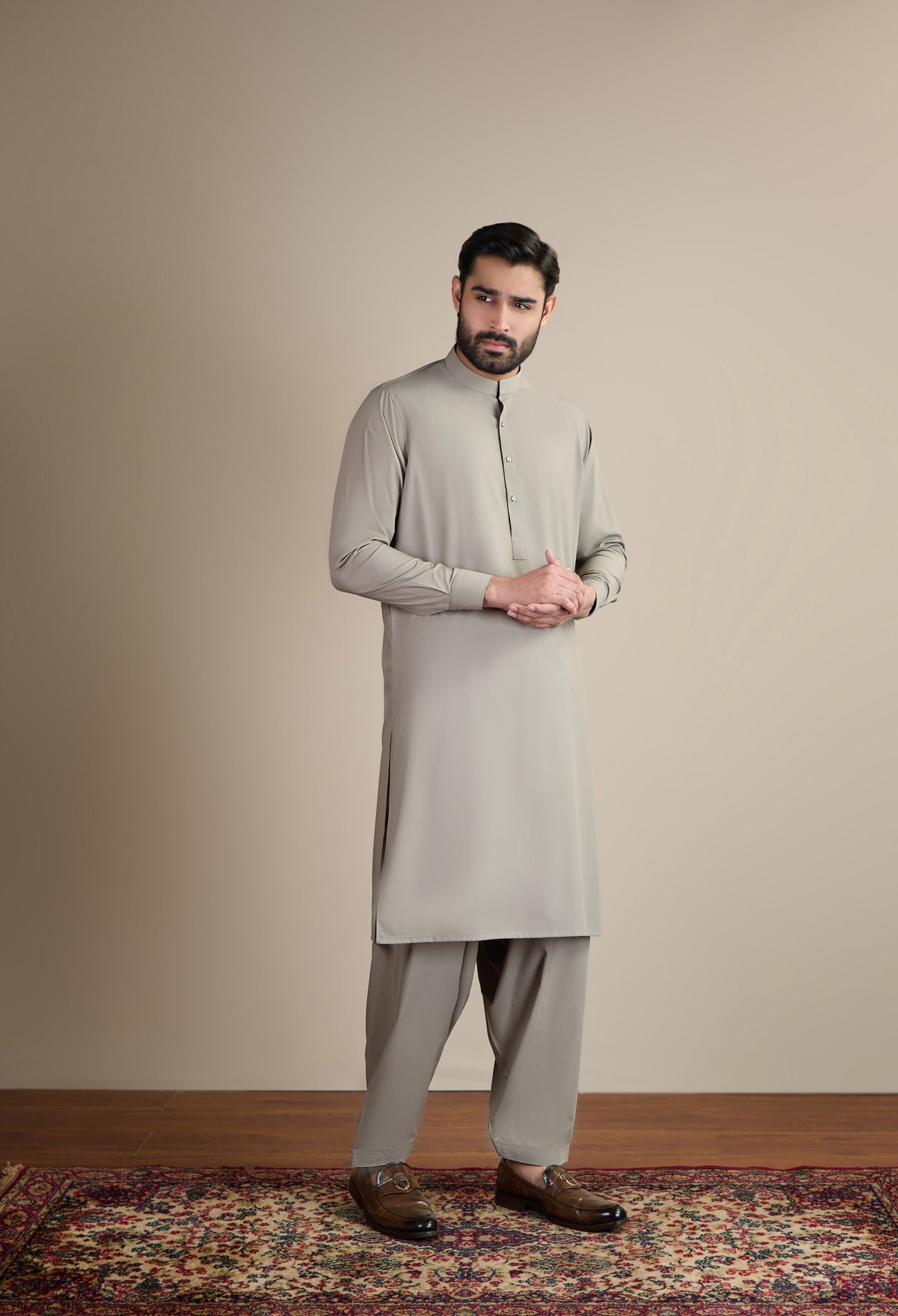 Pebble Beige Detailing Kameez Shalwar