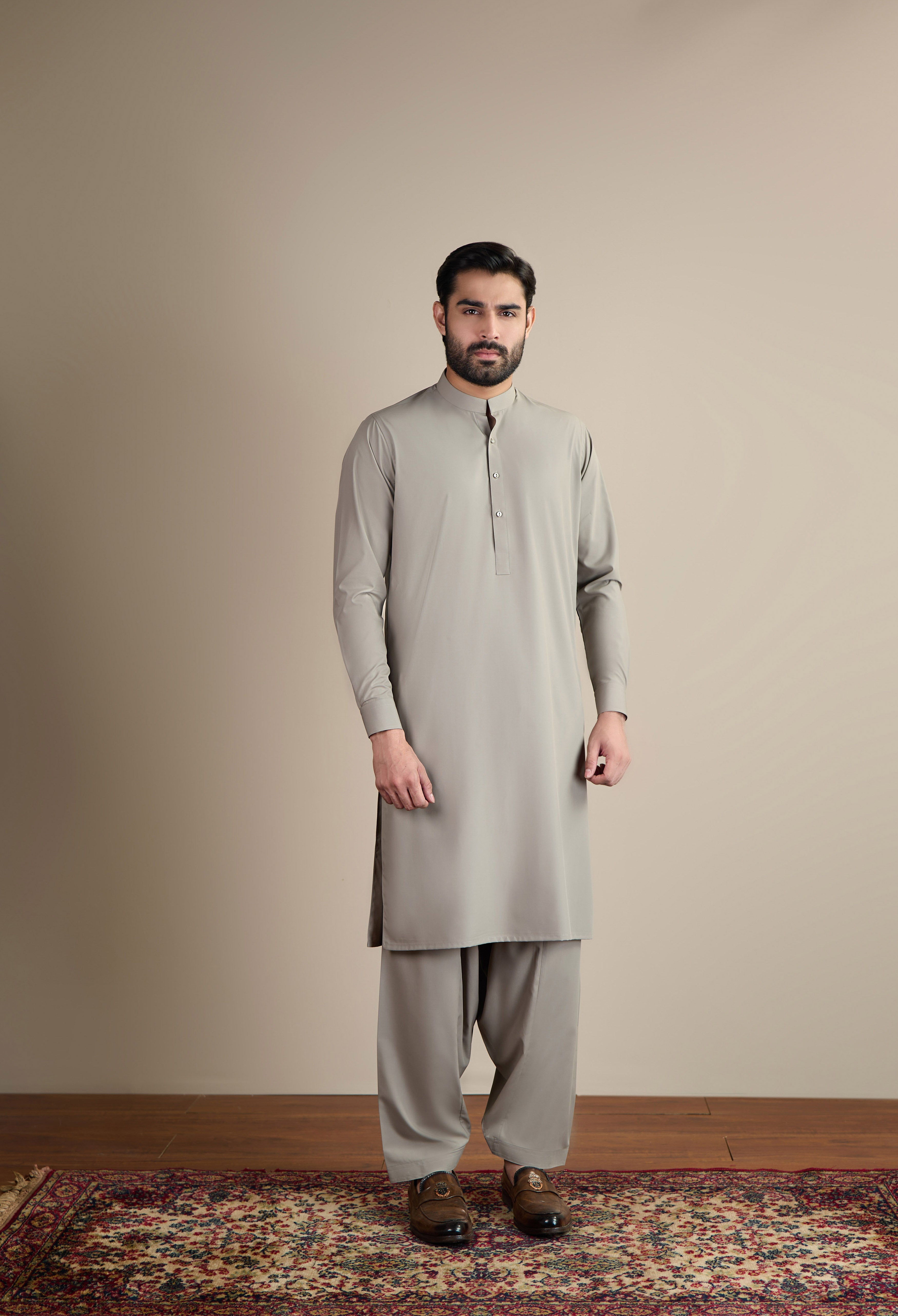 Pebble Beige Blended Kameez Shalwar