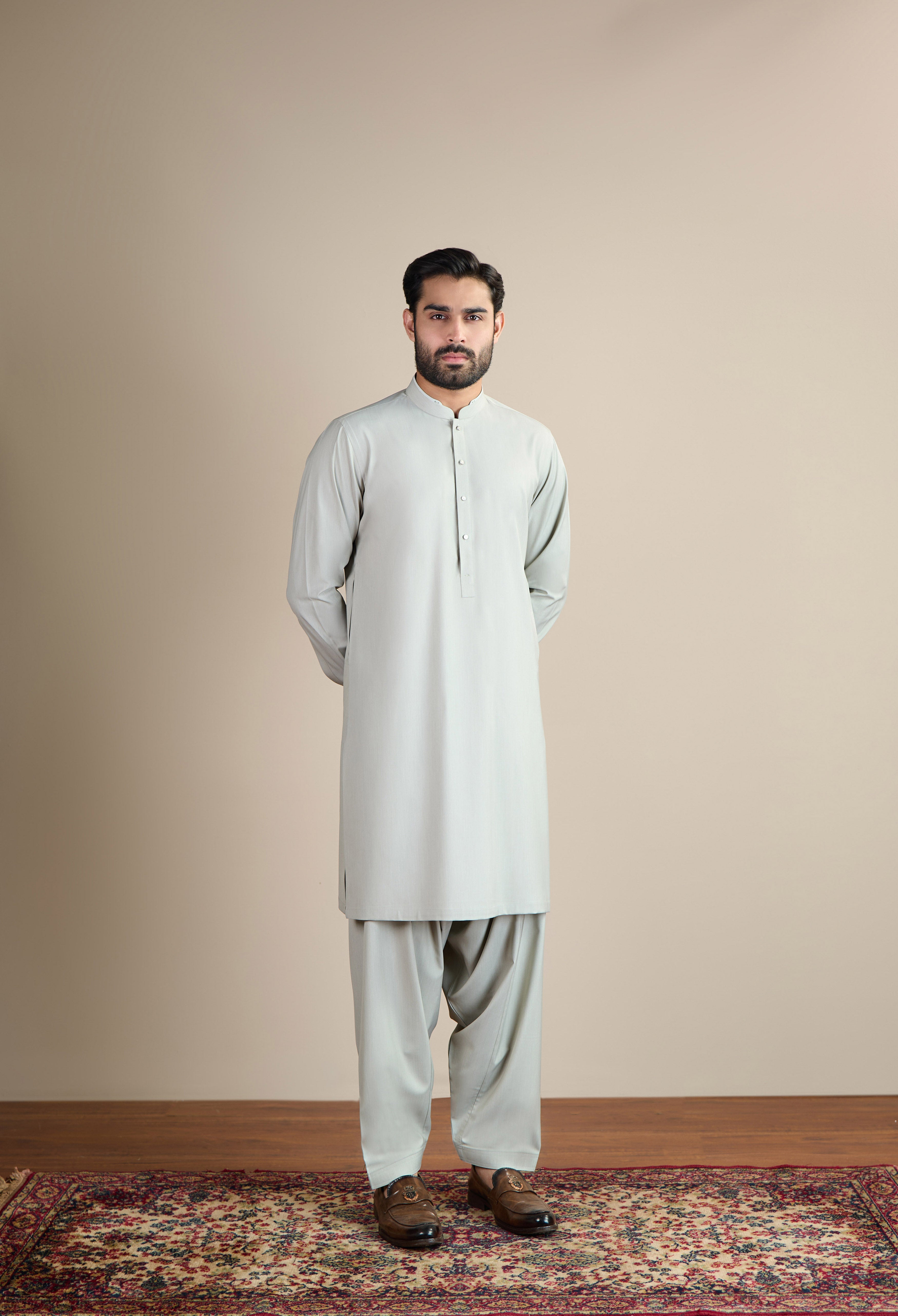 Dusty Grey Blended Kameez Shalwar