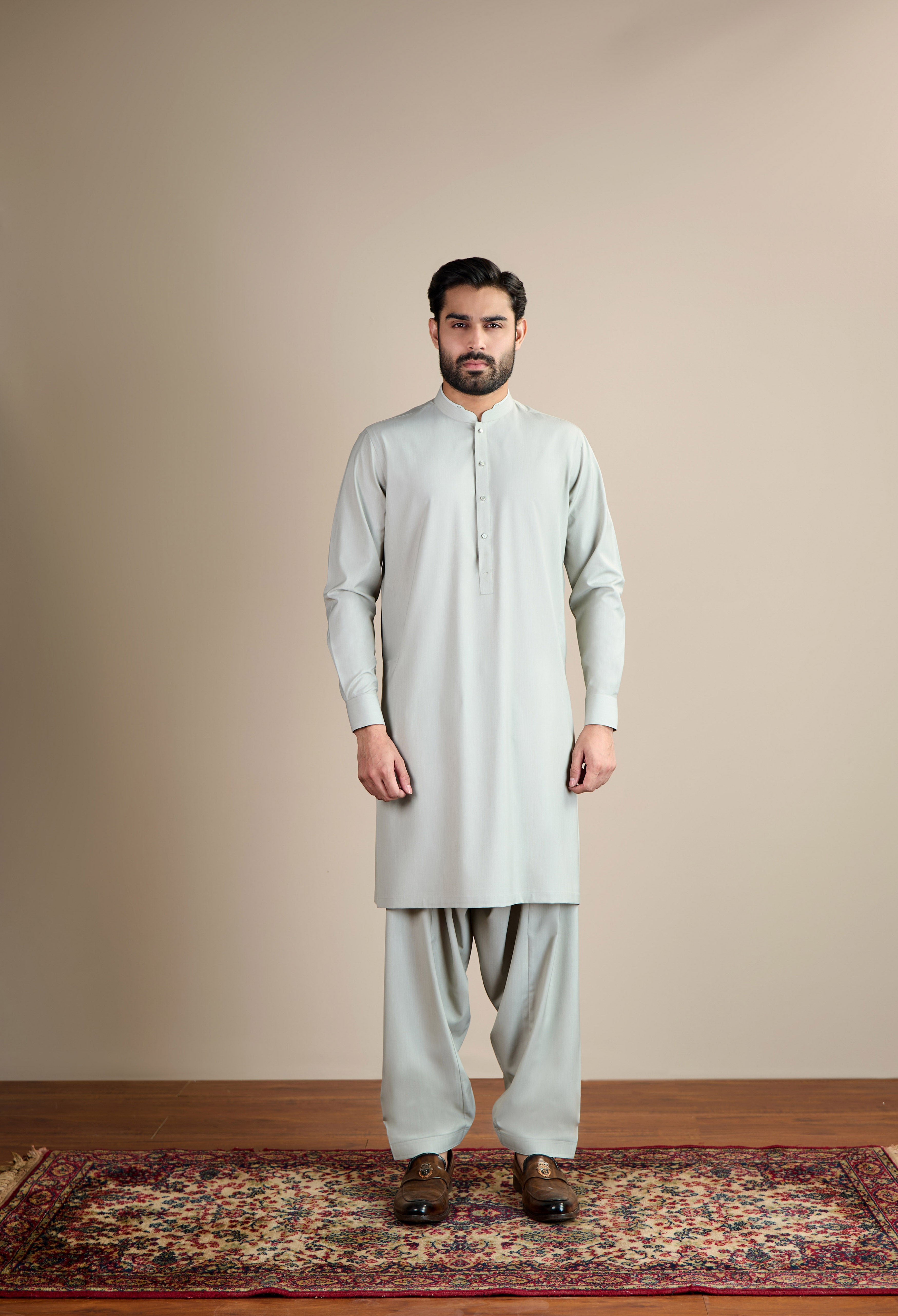 Dusty Grey Blended Kameez Shalwar
