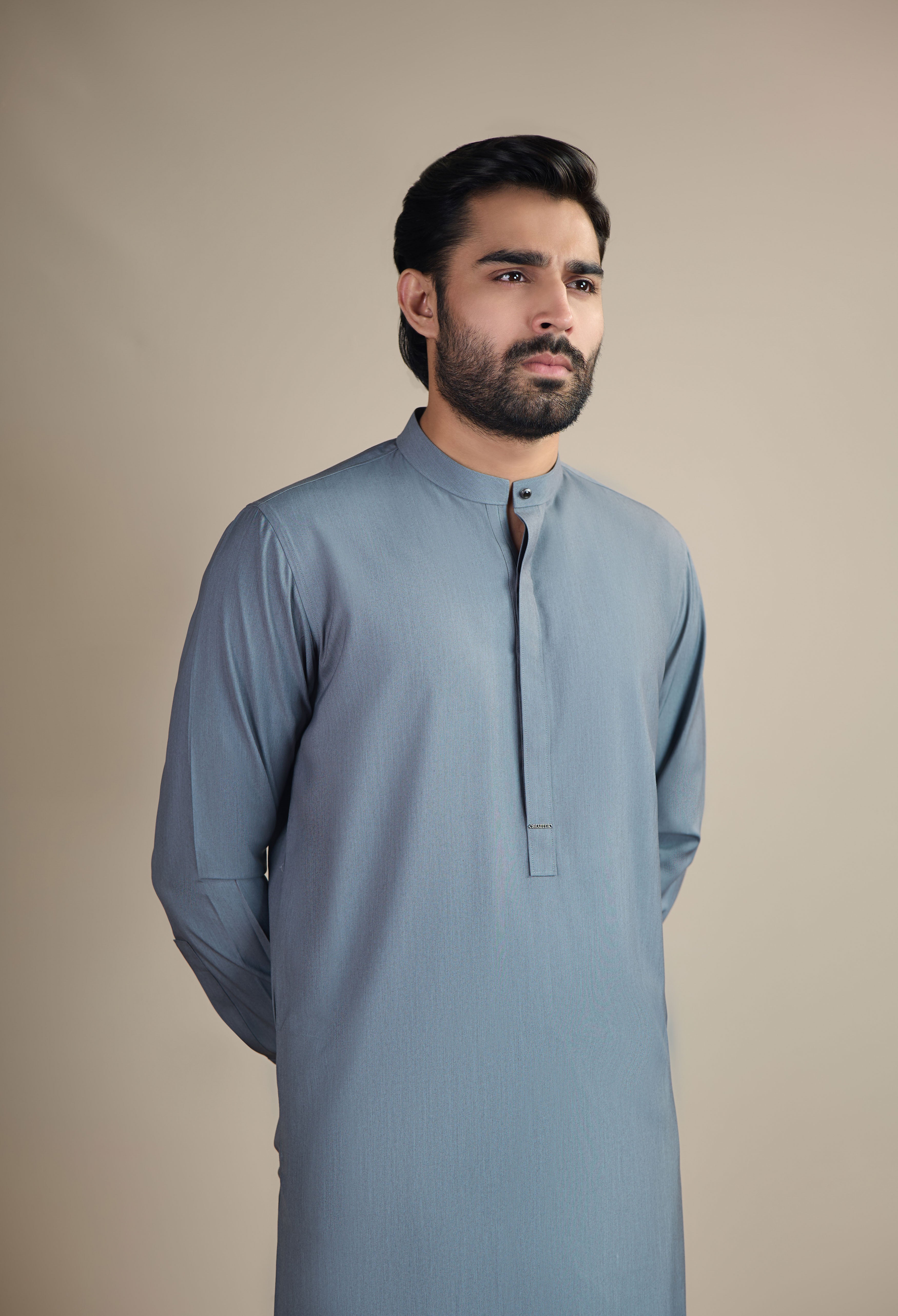 Coal Ash Grey Blended Kameez Shalwar