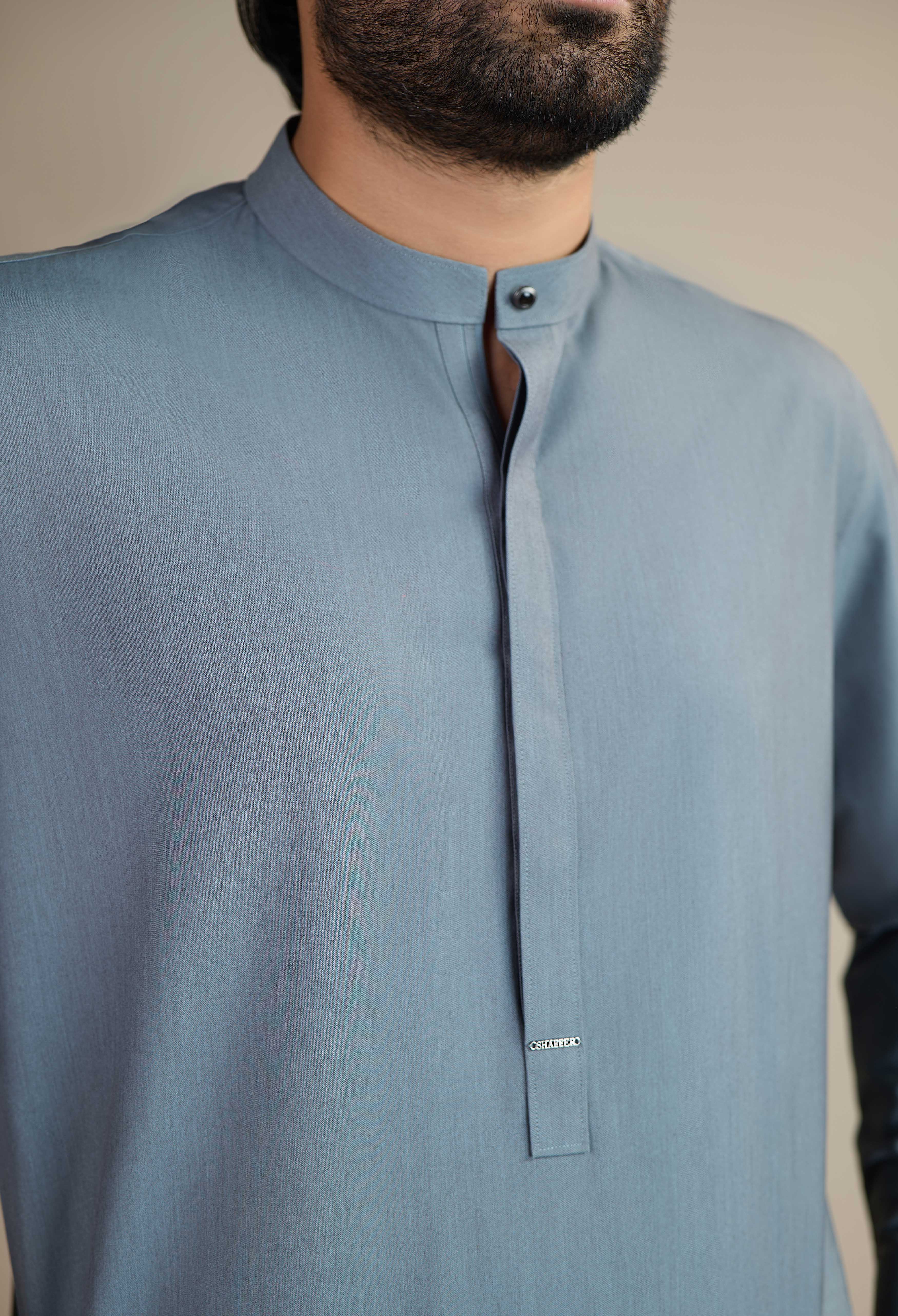 Coal Ash Grey Blended Kameez Shalwar