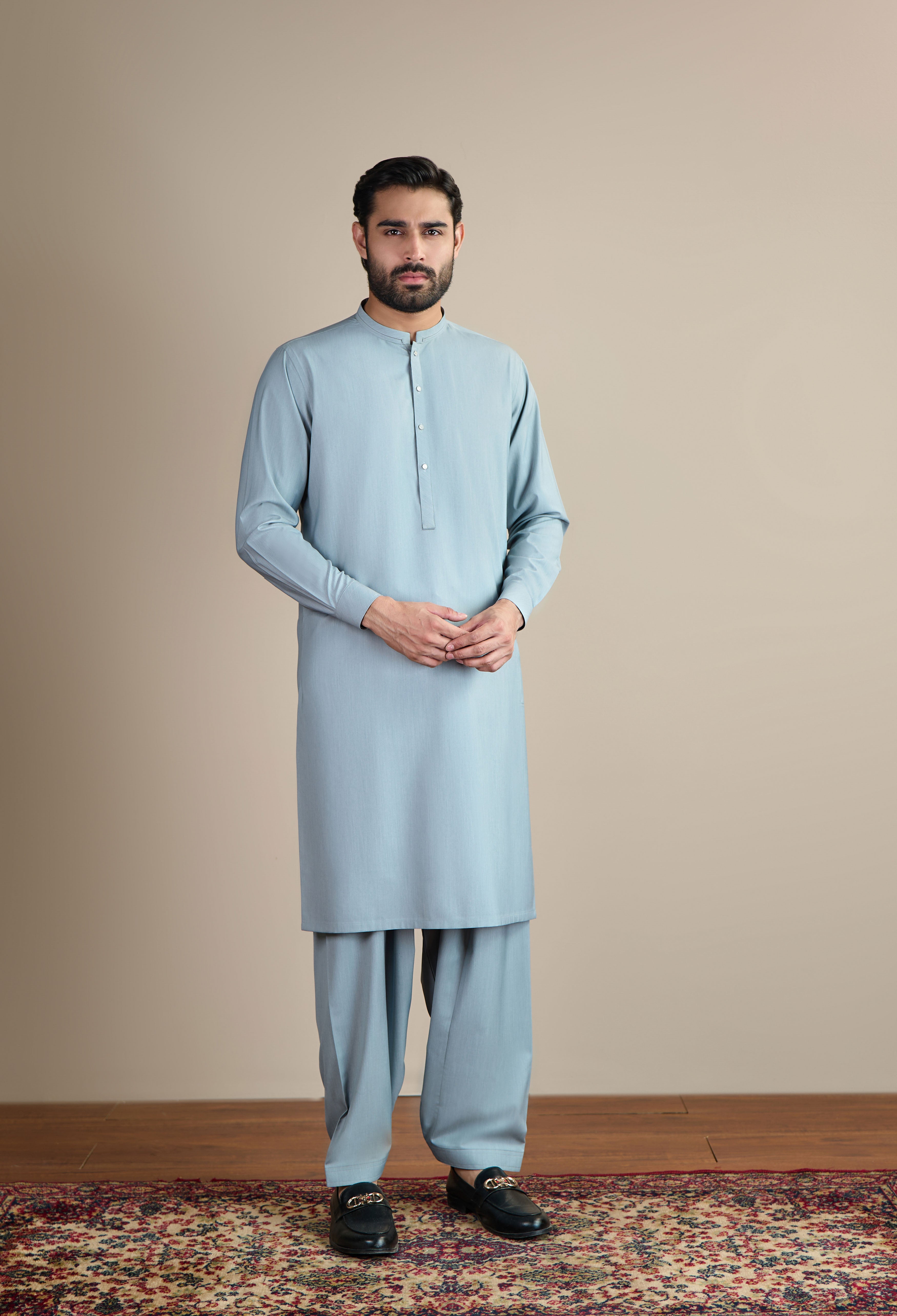 Cloud Grey Blended Kameez Shalwar