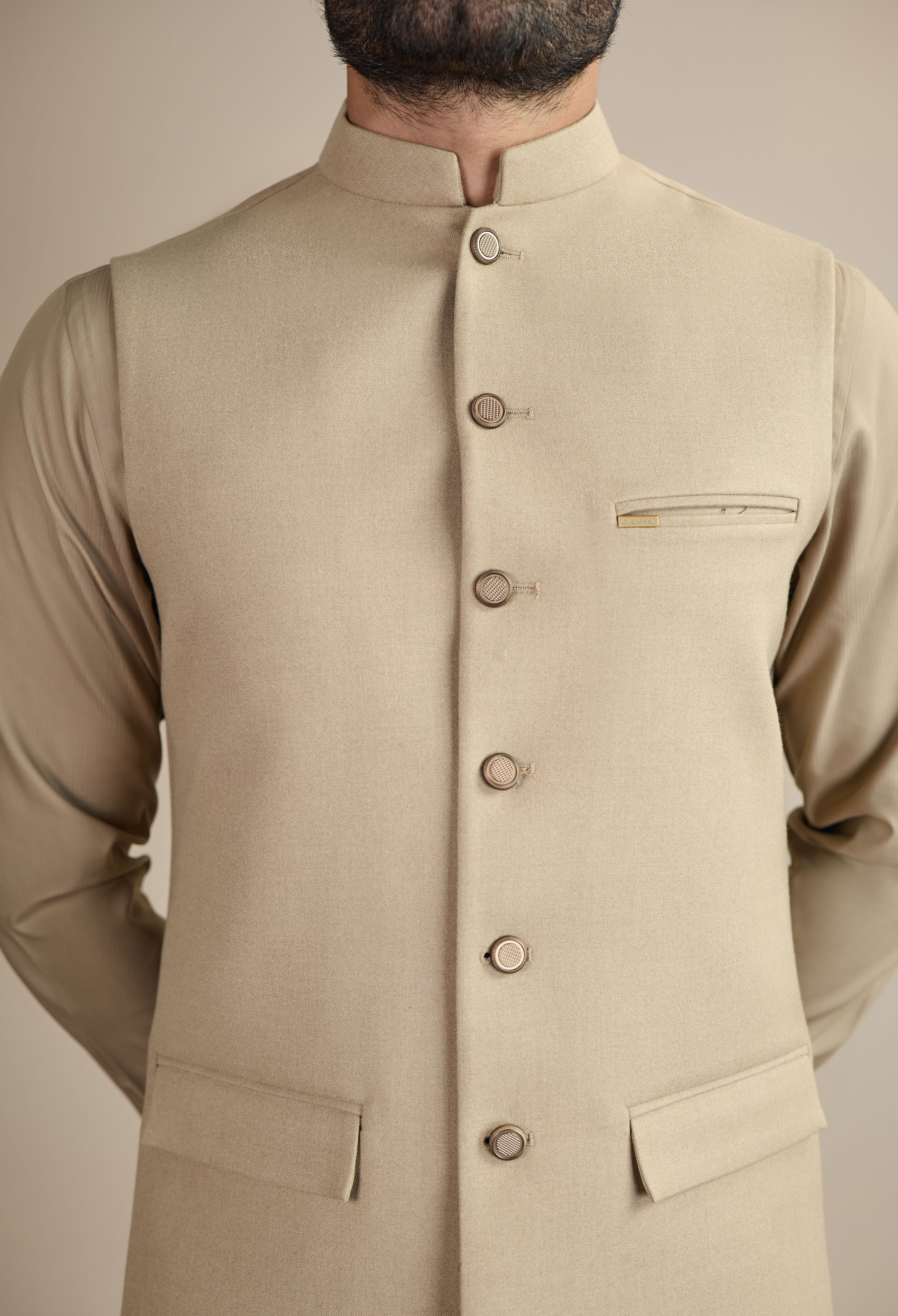 Tan Beige Tweed Waistcoat