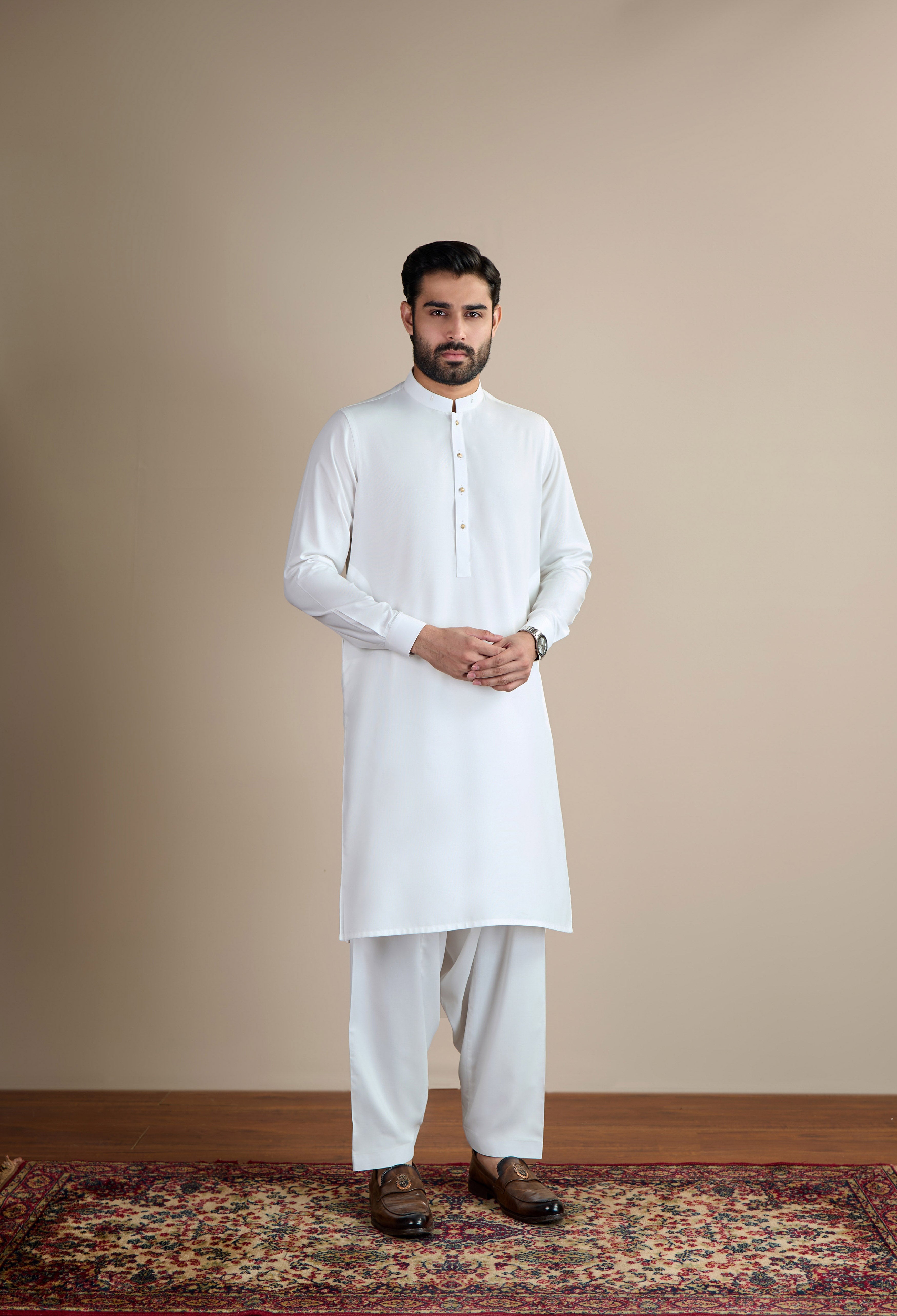 Egg White Blended Kameez Shalwar