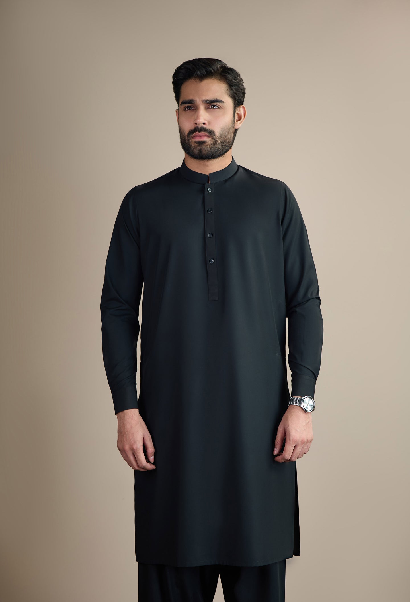 Jet Black Blended Kameez Shalwar
