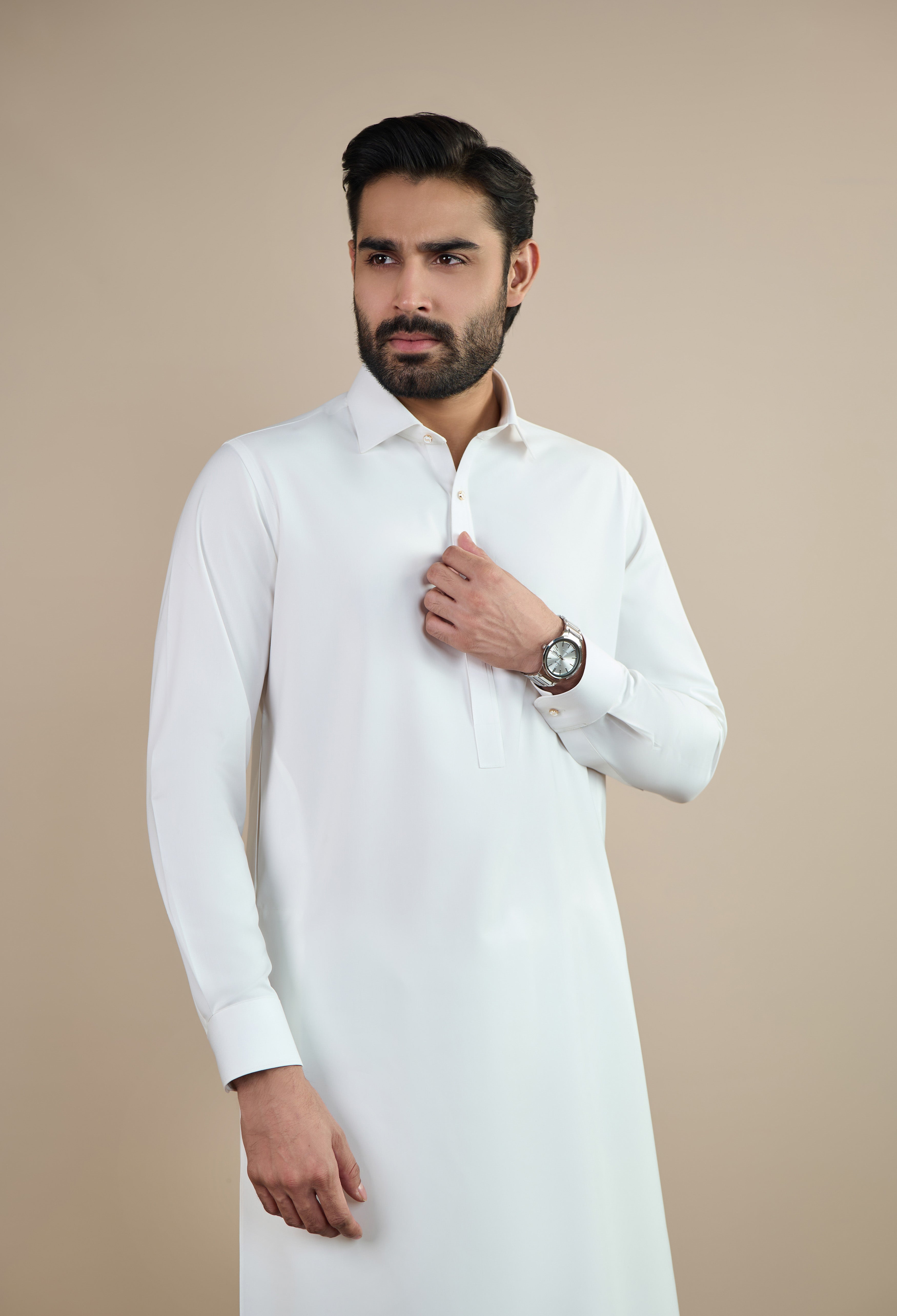 Egg White Blended Kameez Shalwar