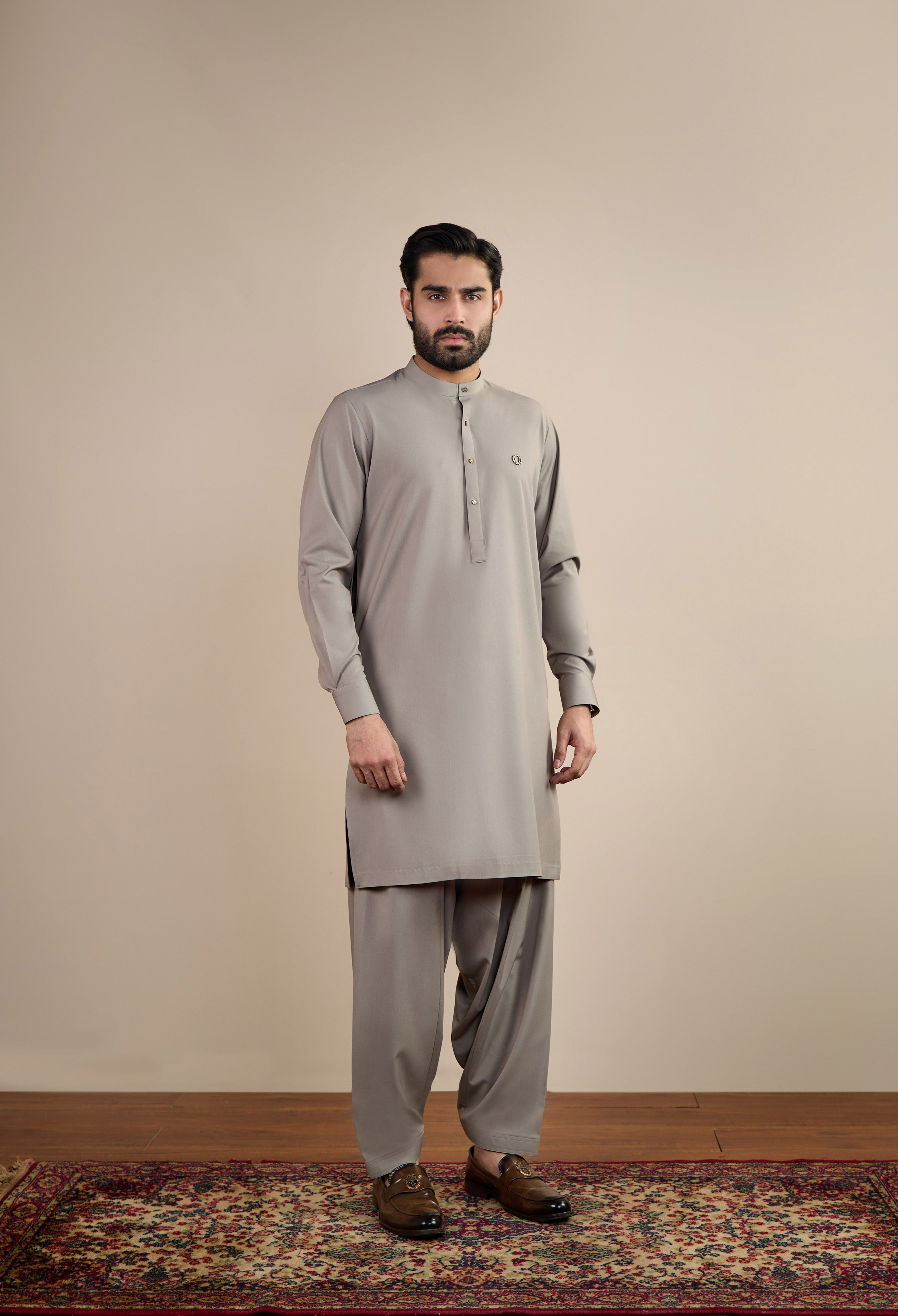 Light Fawn Blended Kameez Shalwar
