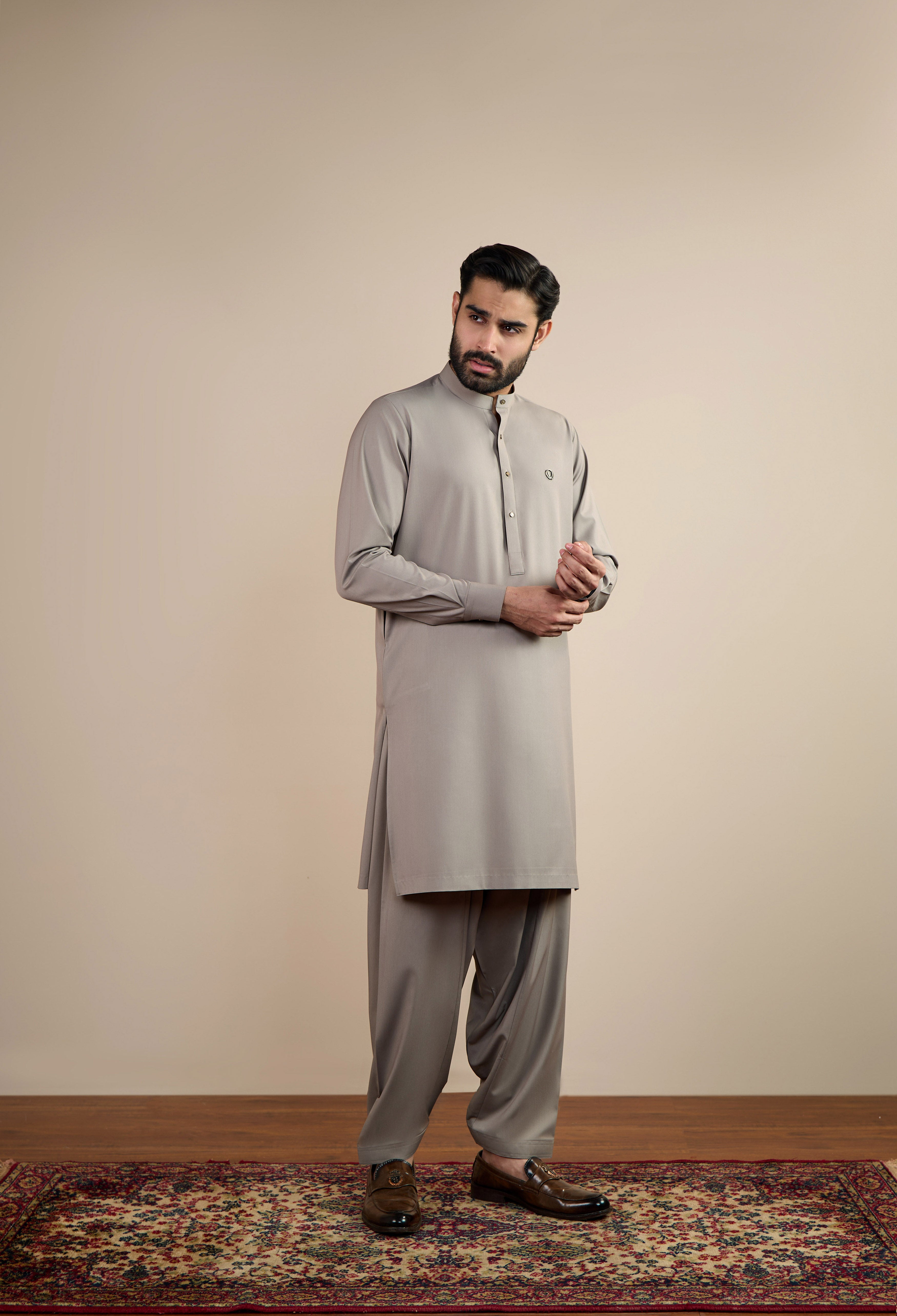 Light Fawn Blended Kameez Shalwar
