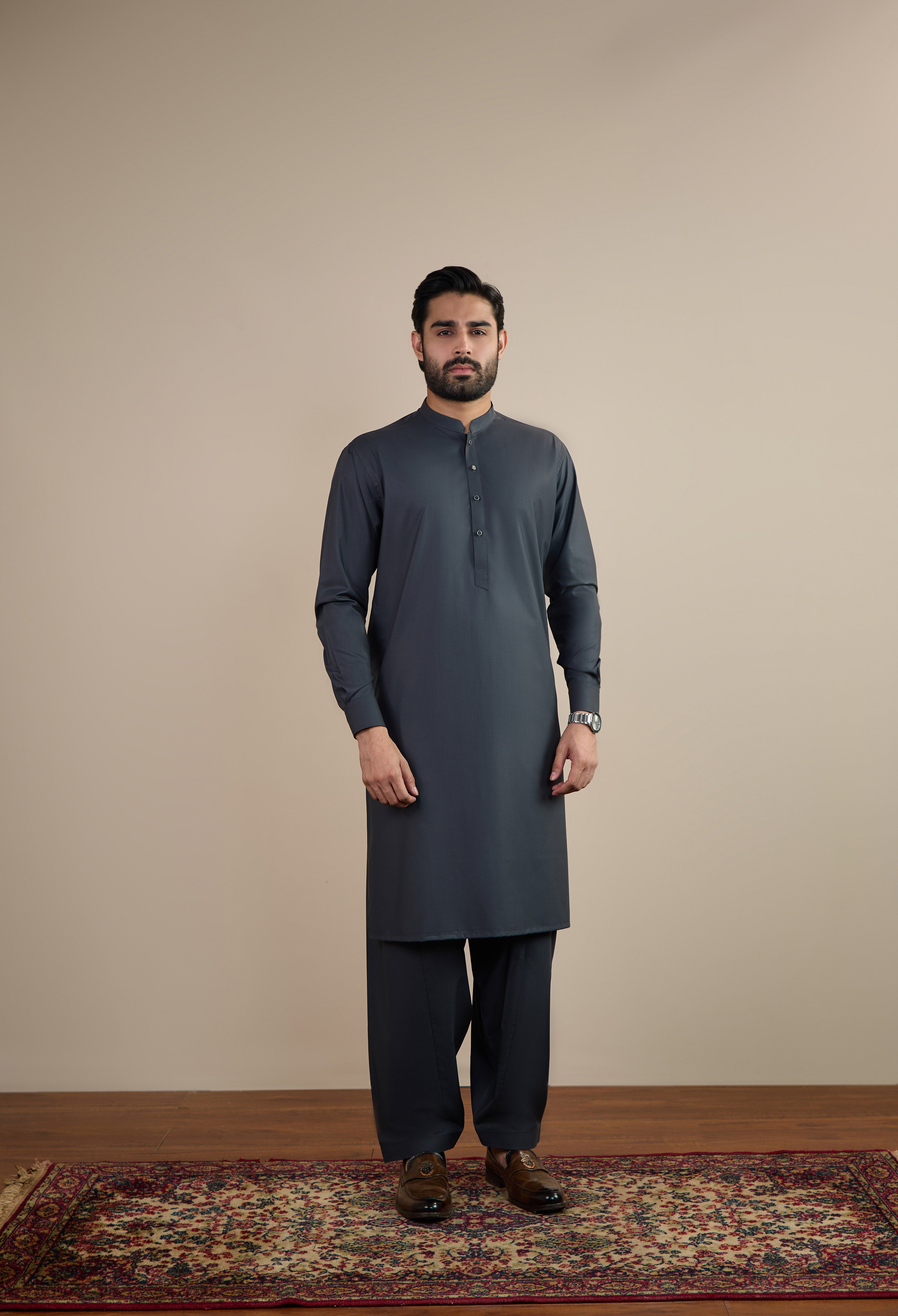 Graphite Grey Blended Kameez Shalwar