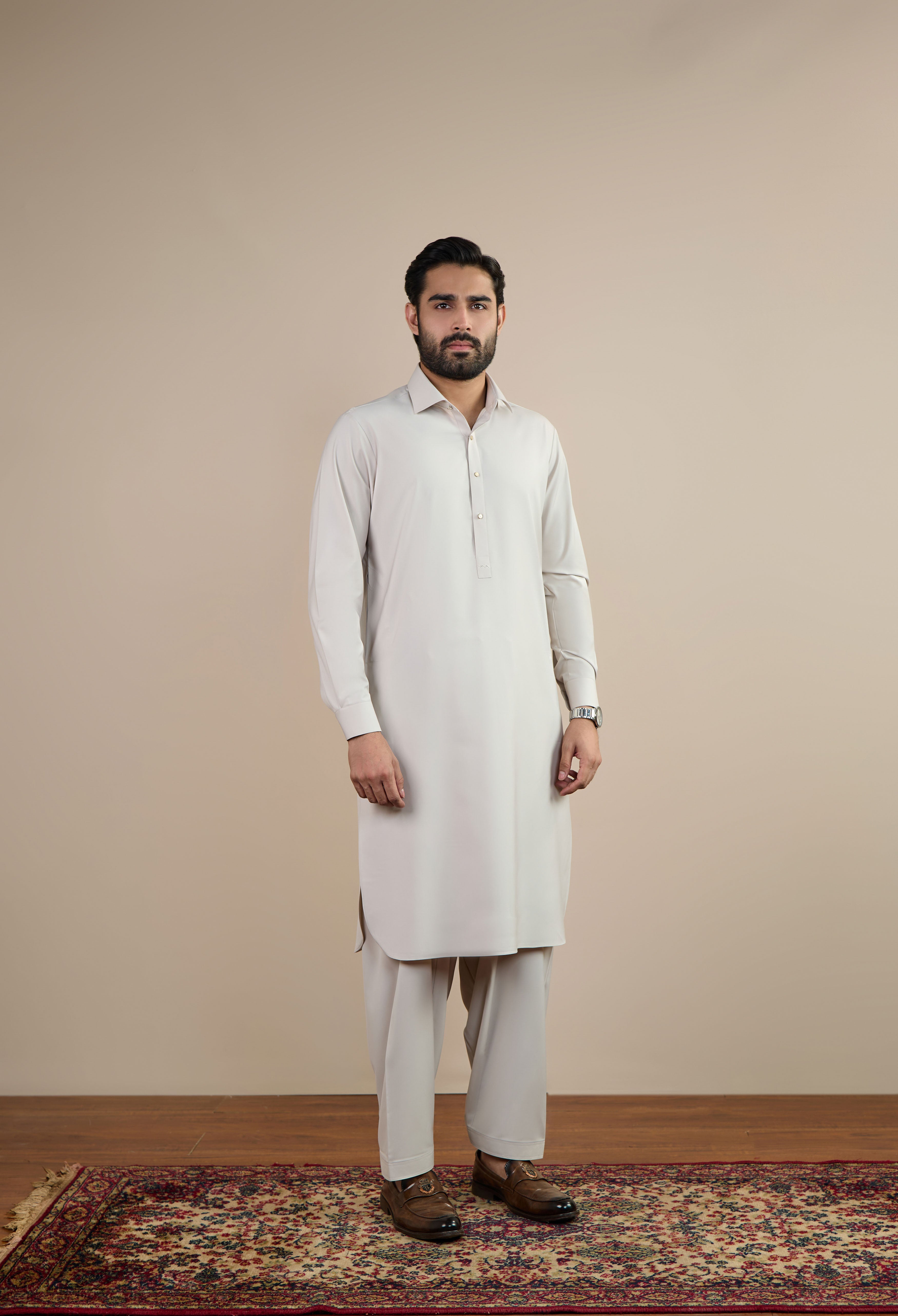Ceramic Beige Blended Kameez Shalwar