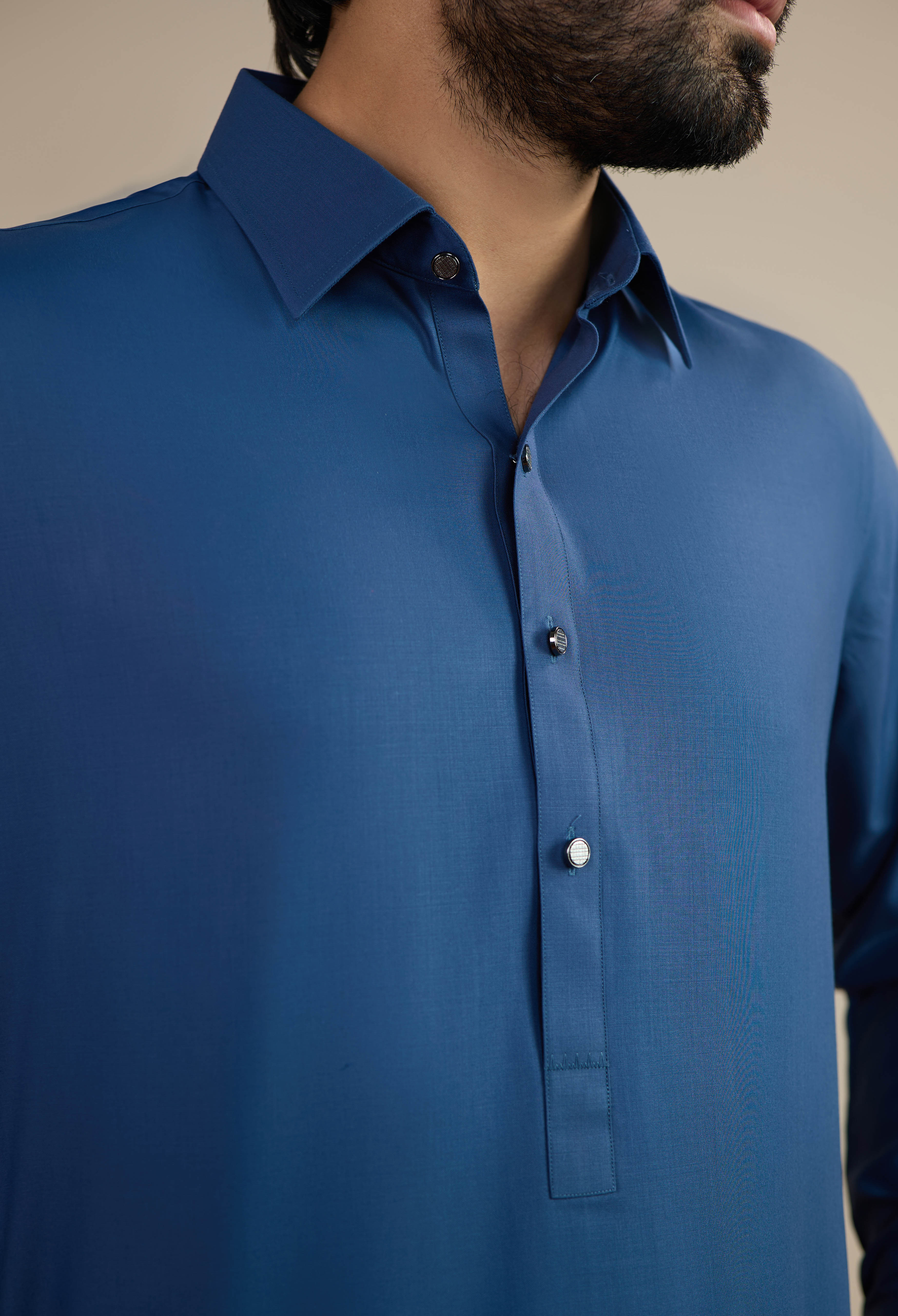 Cornflower Blue Blended Kameez Shalwar