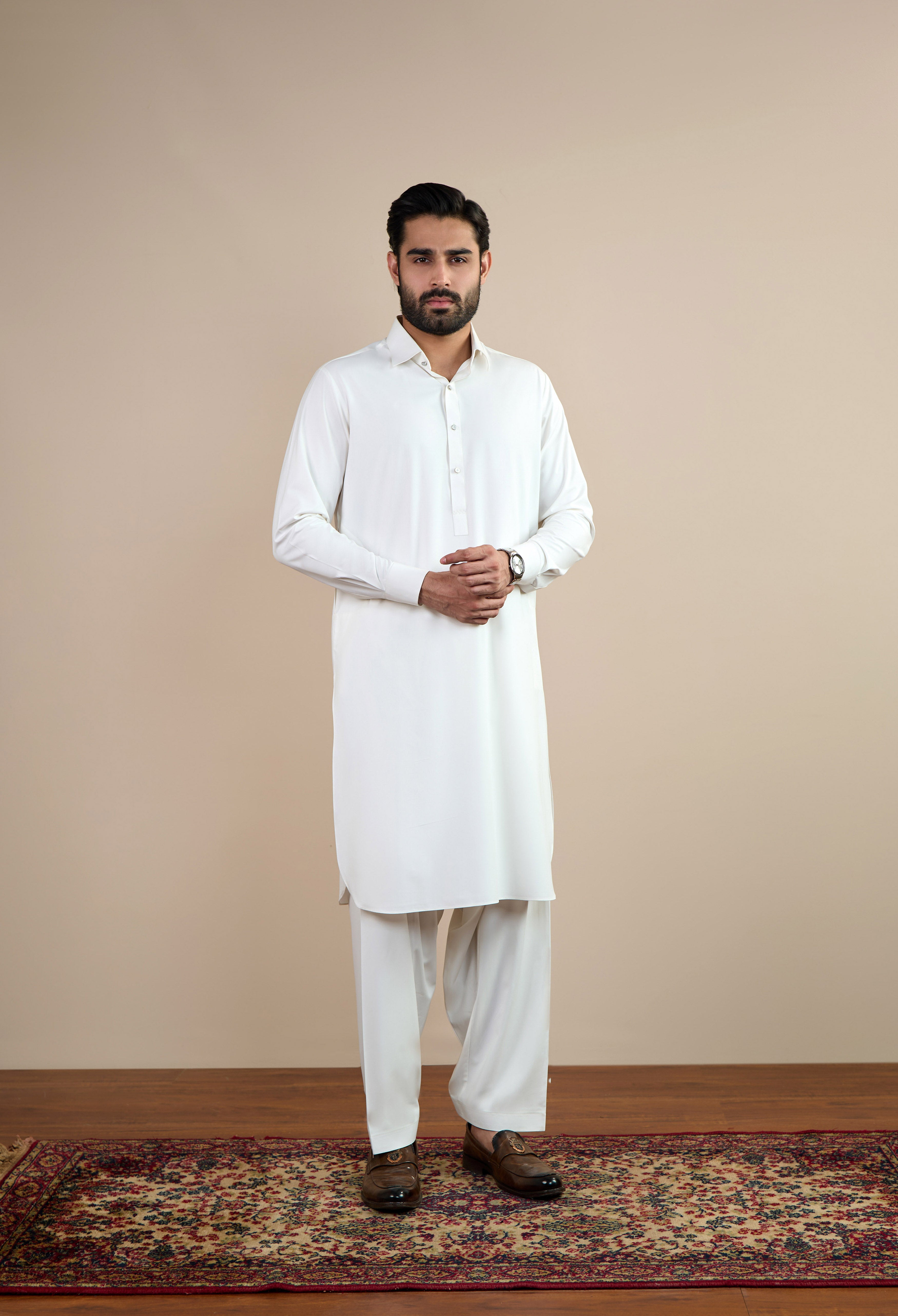 Azure White Blended Kameez Shalwar