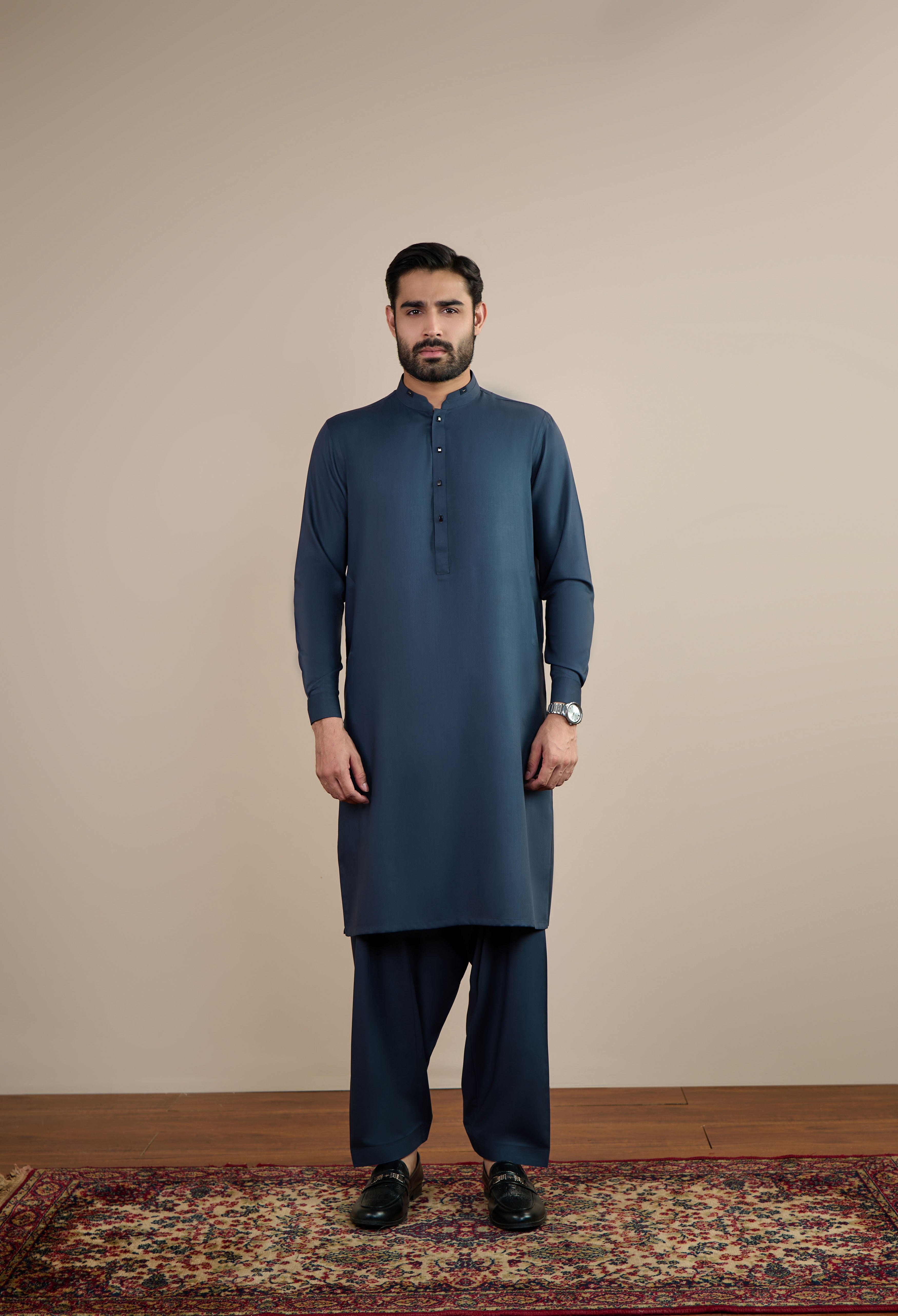 Blueish Grey Blended Kameez Shalwar