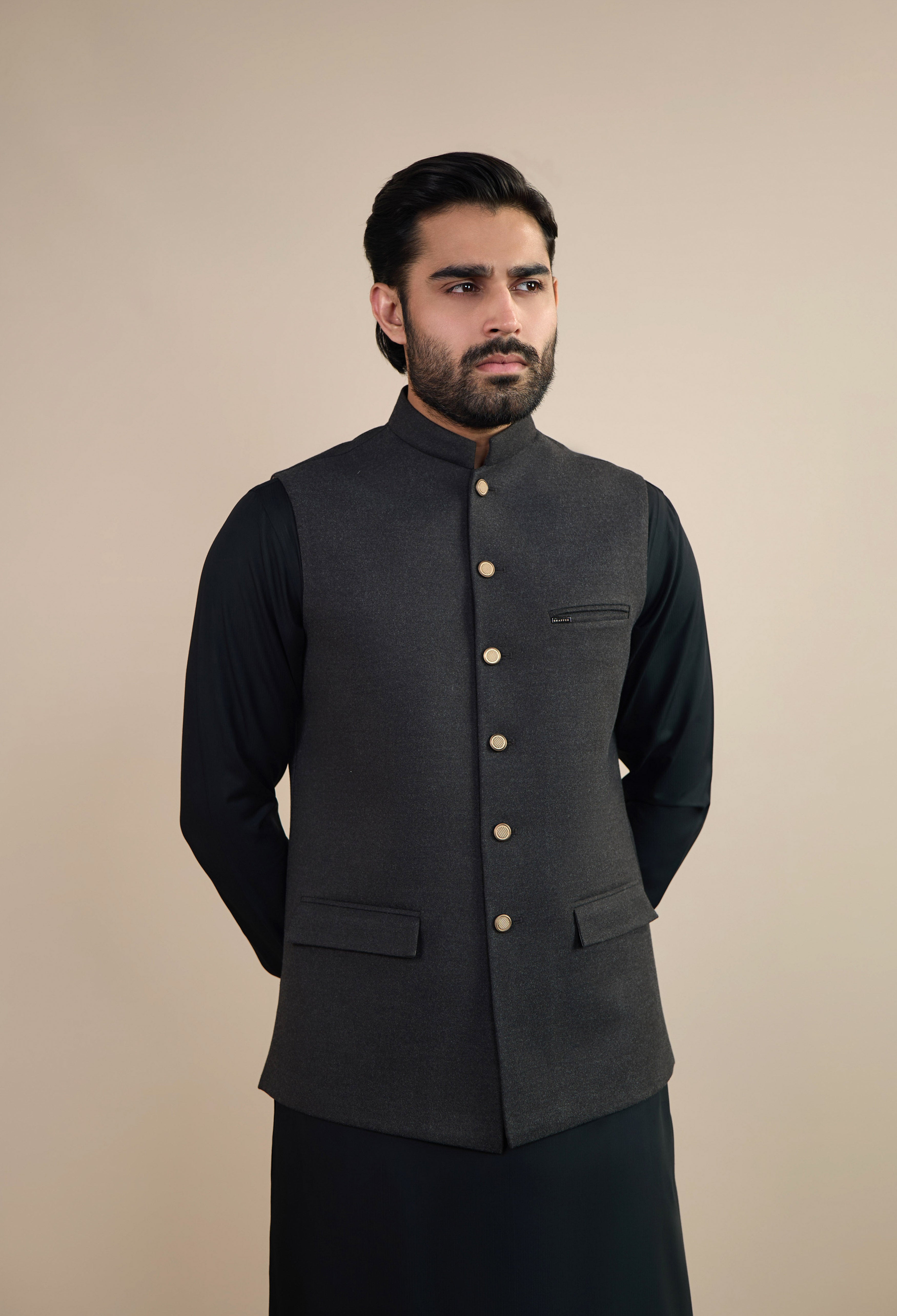 Dark Charcoal Tweed Waistcoat