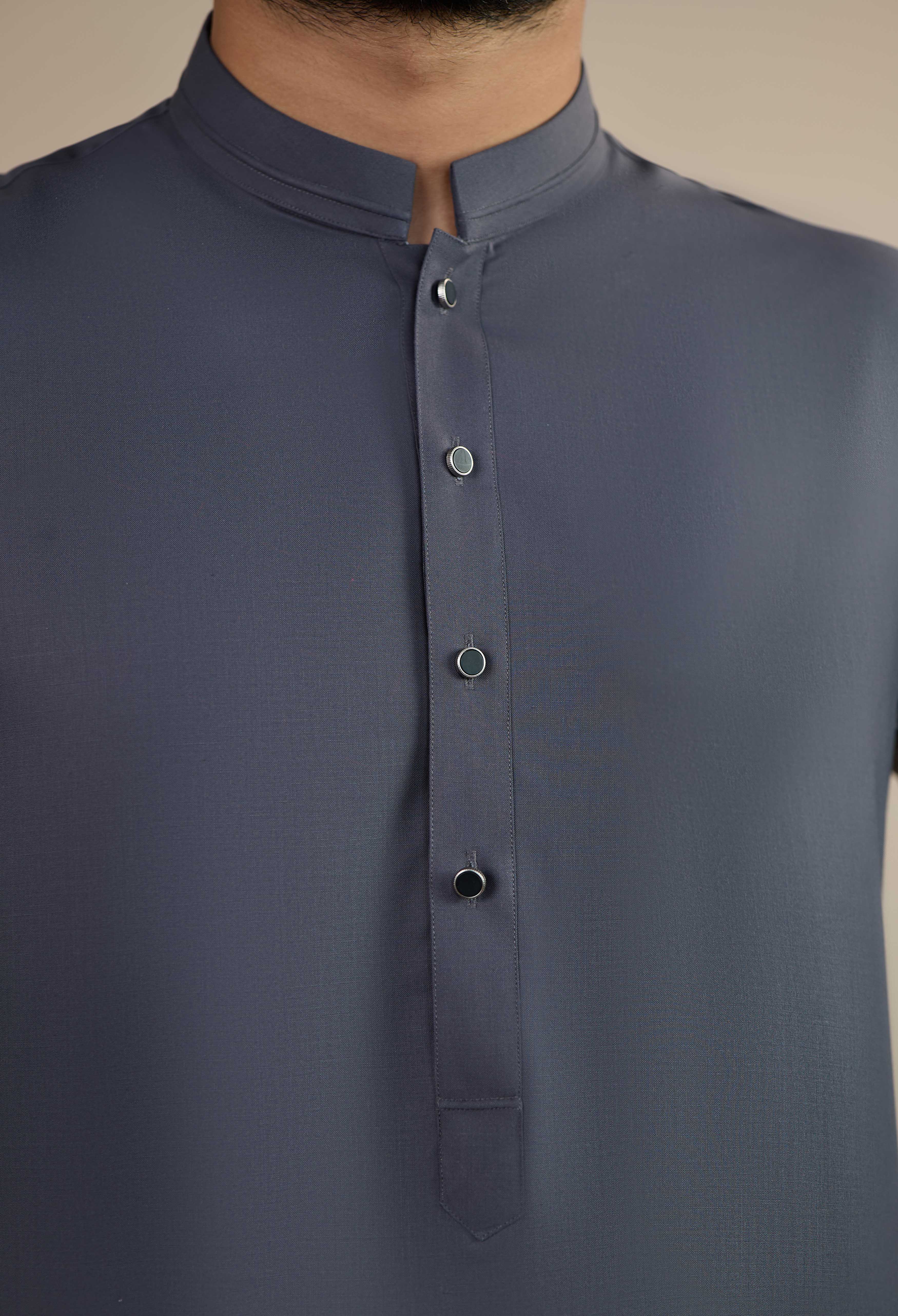 Metallic Grey Blended Kameez Shalwar