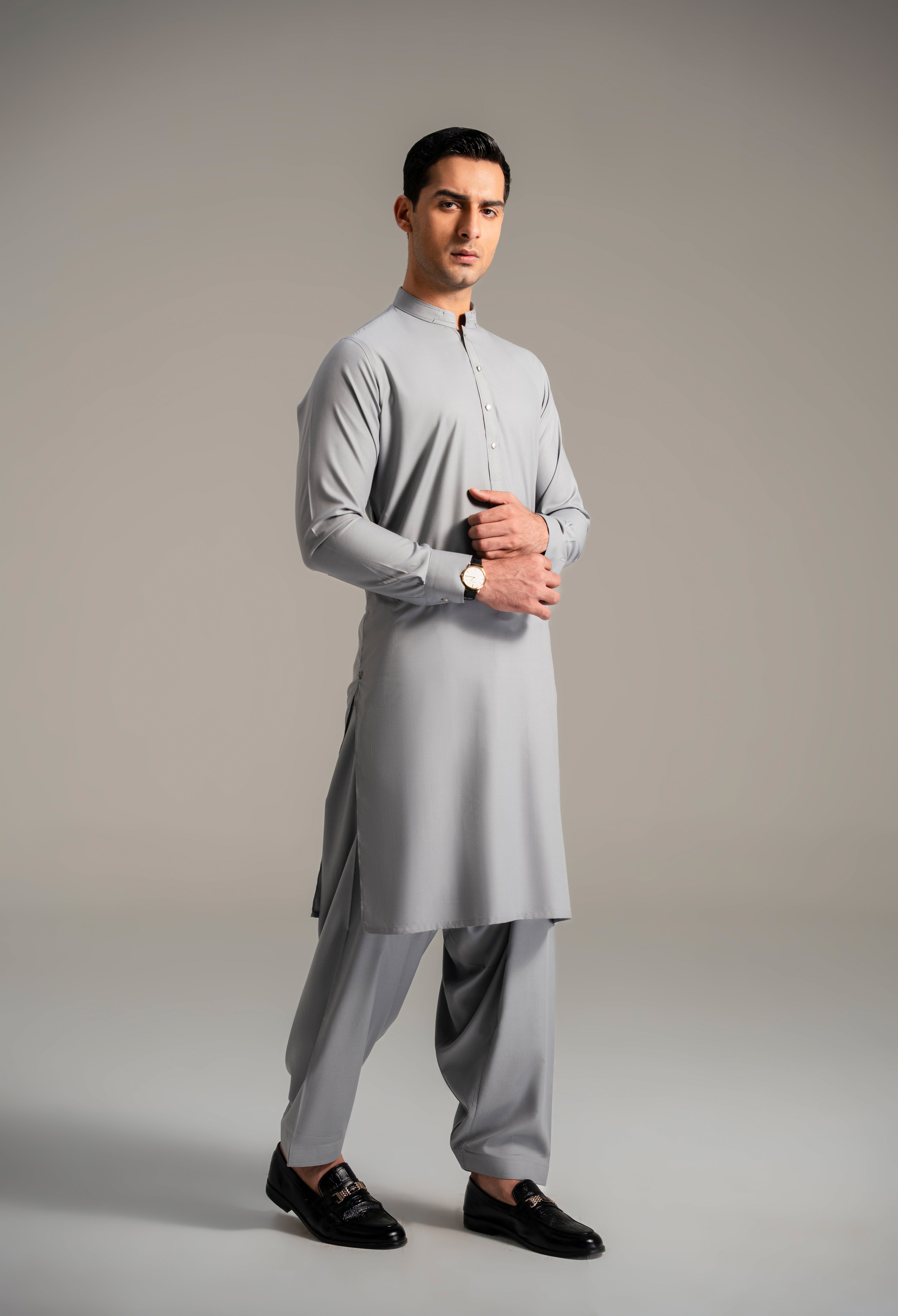 Dolphin Grey Detailing Kameez Shalwar