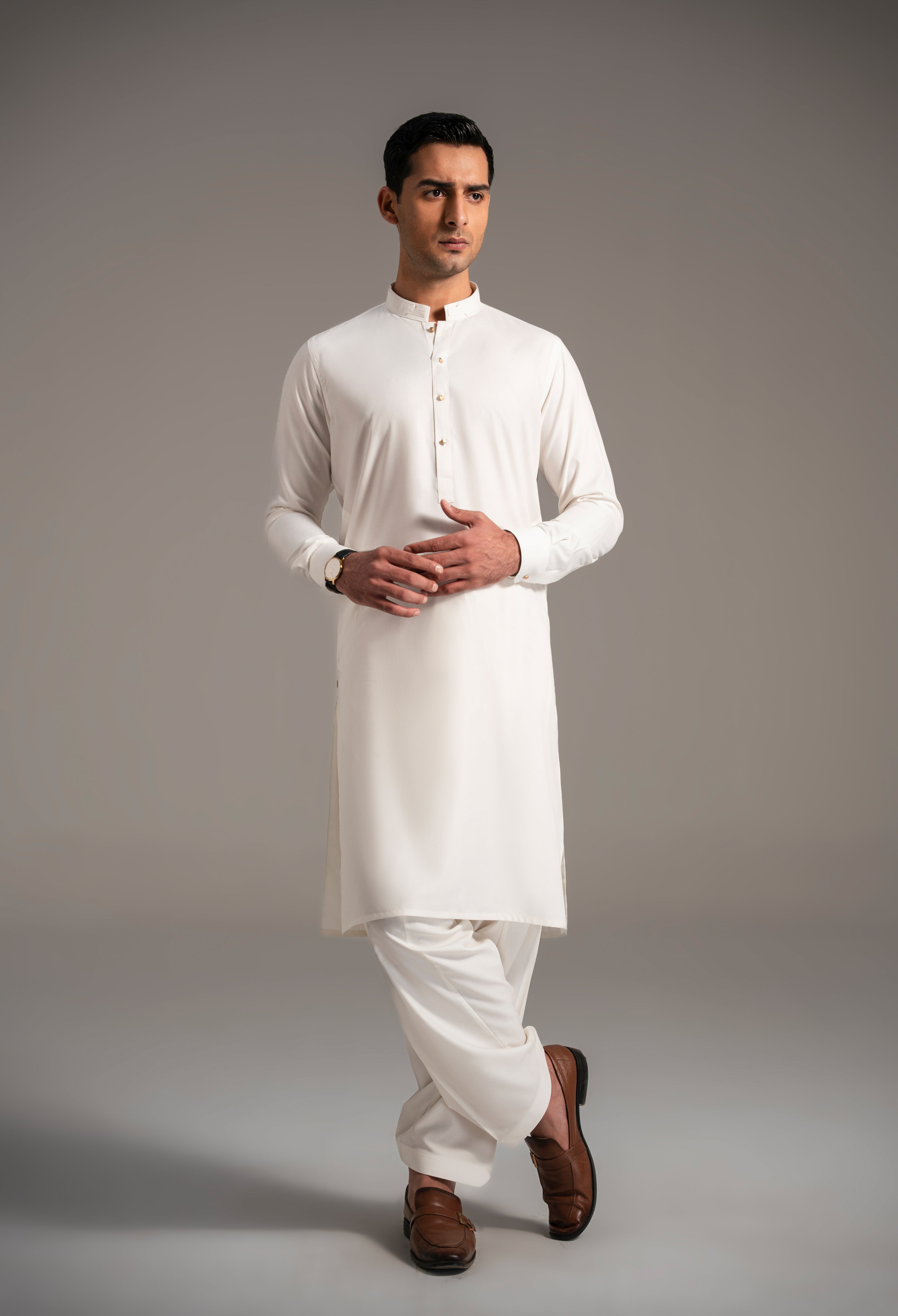 Rice White Detailing Kameez Shalwar
